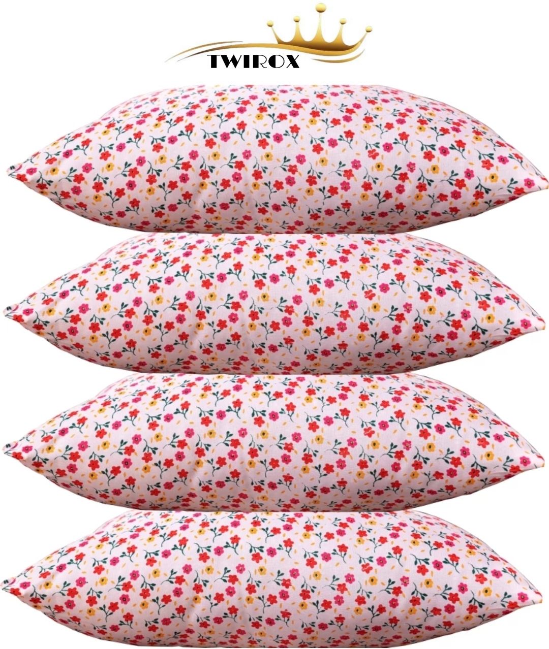 twirox LUXURY Polyester Fibre Floral Sleeping Pillow Pack of 4-picture-10