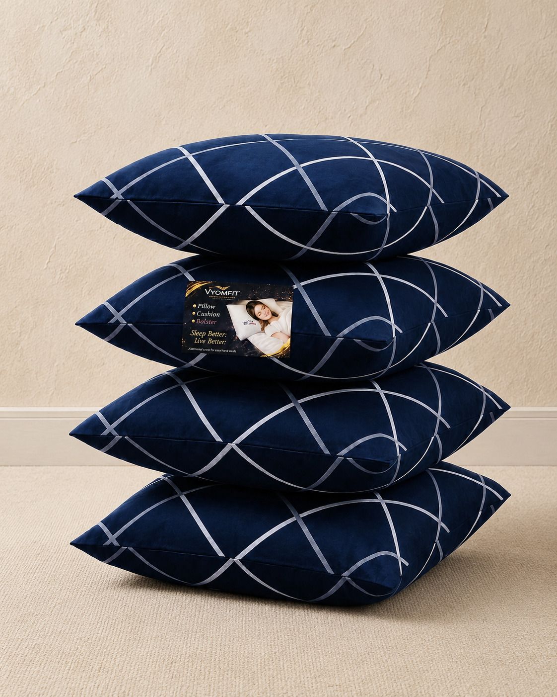 Microfibre Cushion Pack of 4 Printed Premium Cushion Set | (16x16 inch)-image-44