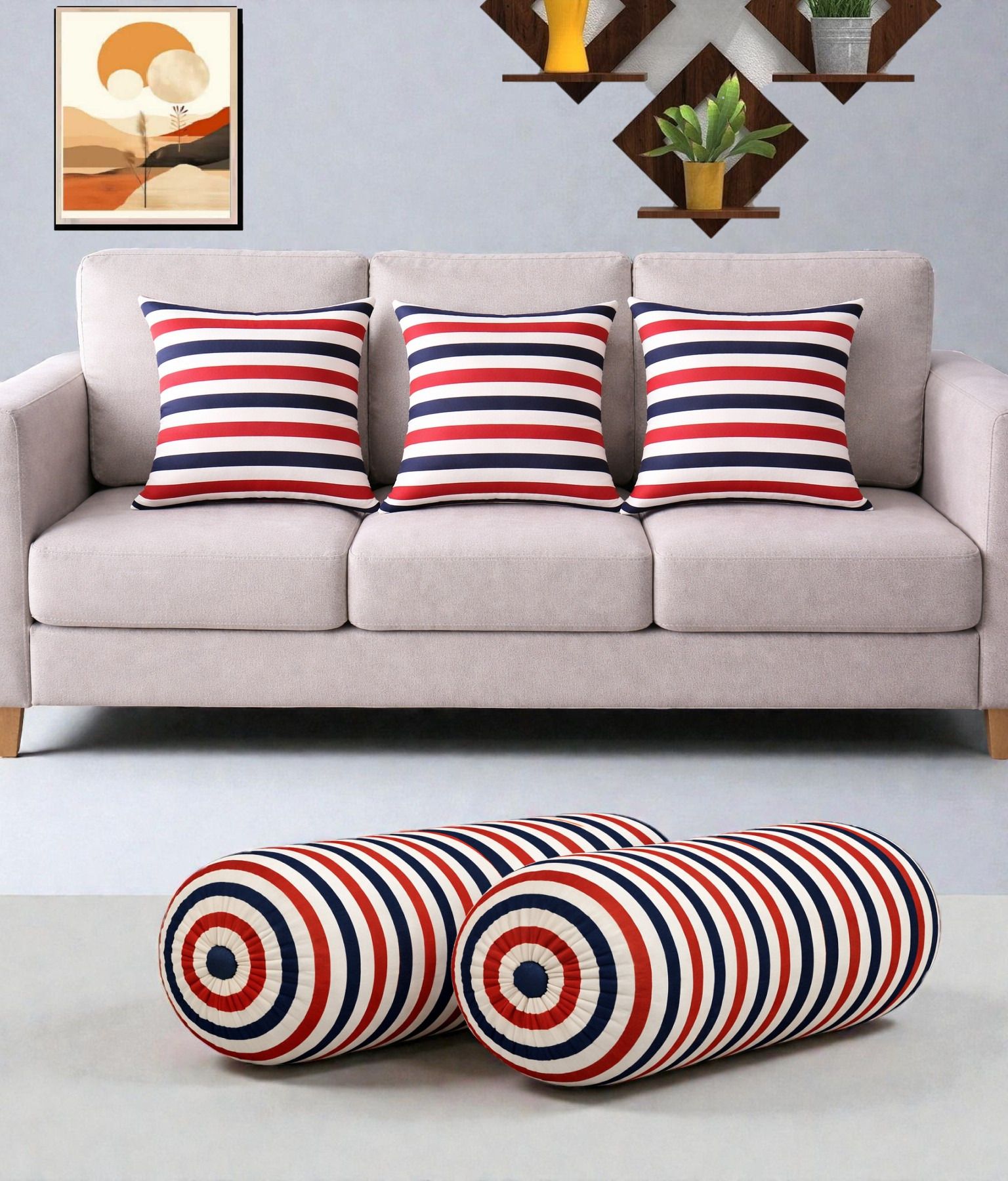 changers Microfibre Bolster Pack of 5 Floral Combo Set Of 3 Cushion And 2 Bolster-picture-7