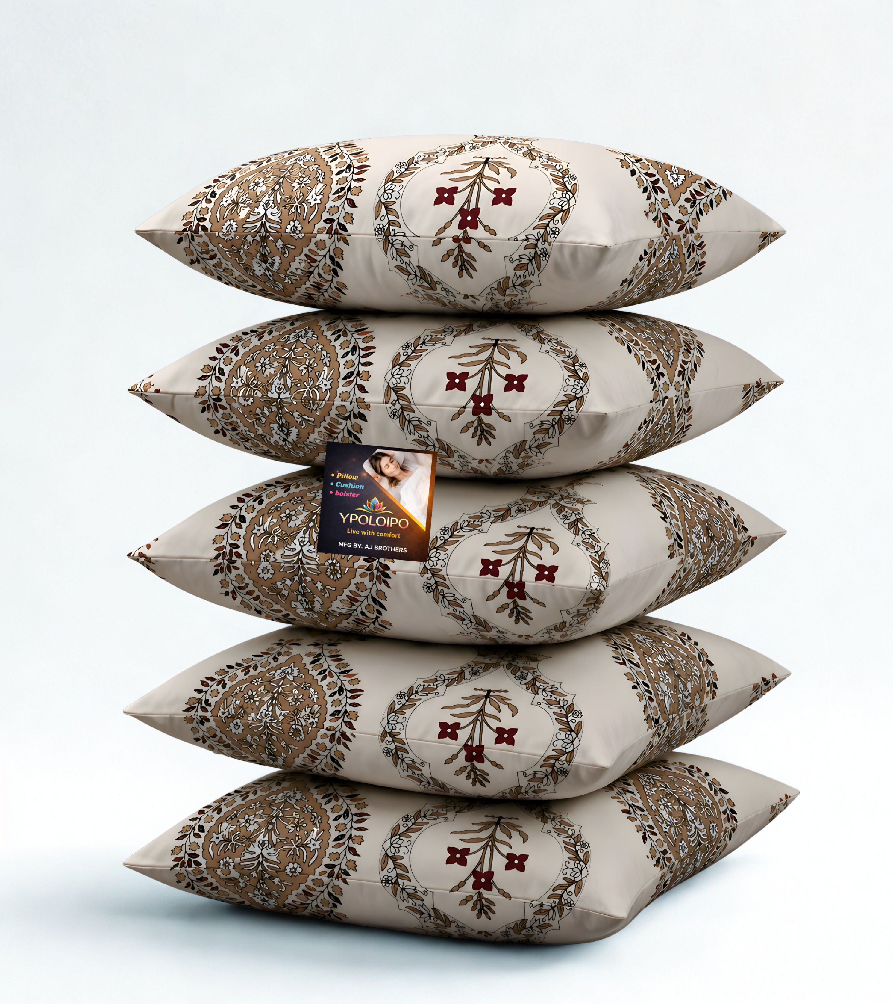 Microfibre Cushion Pack of 5 Floral Premium Cushion Set (16x16 inch)-image-7