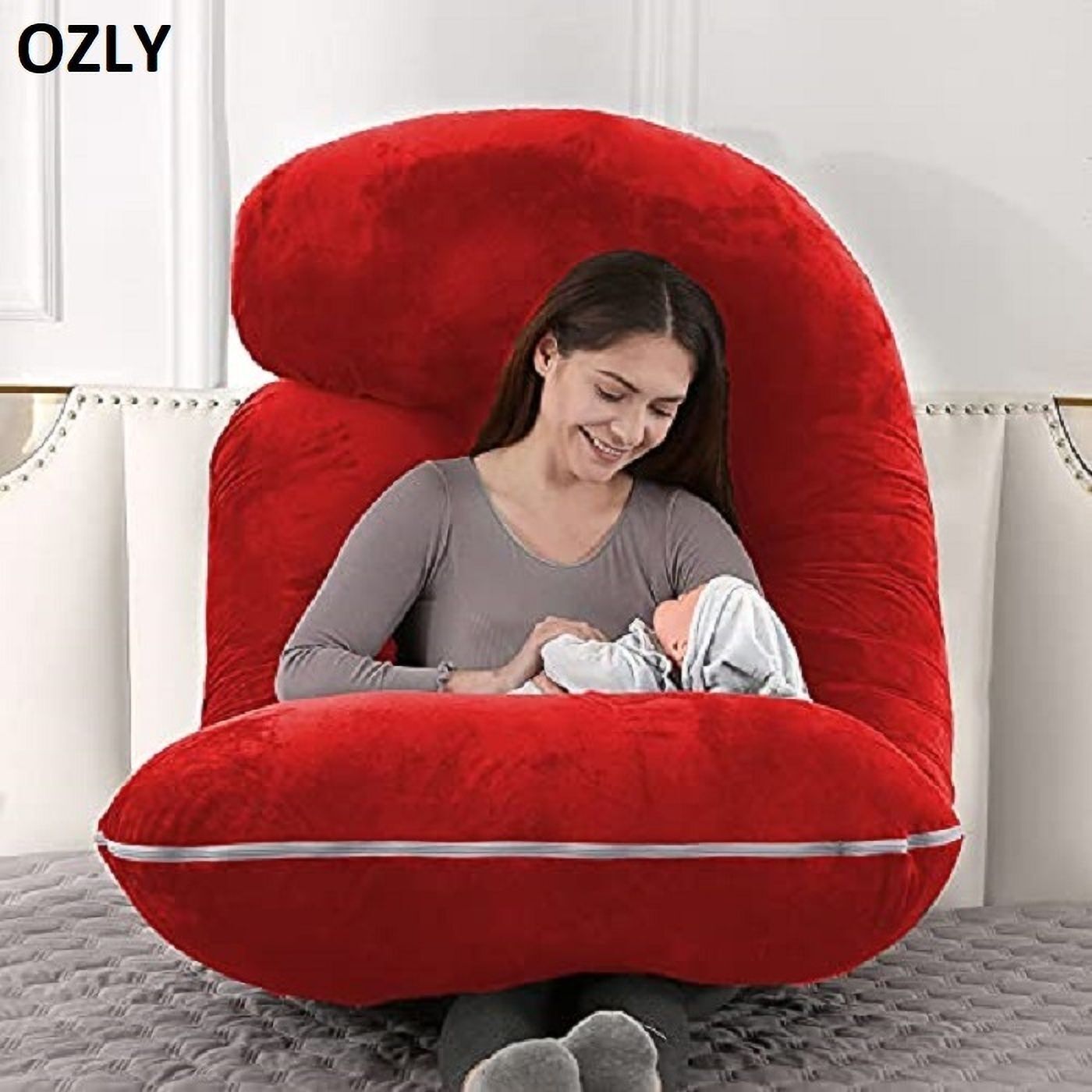 wild mint Microfibre, Polyester Fibre Pregnancy Pillow Pack of 1 Solid ultra soft j shaped pillow-picture-19
