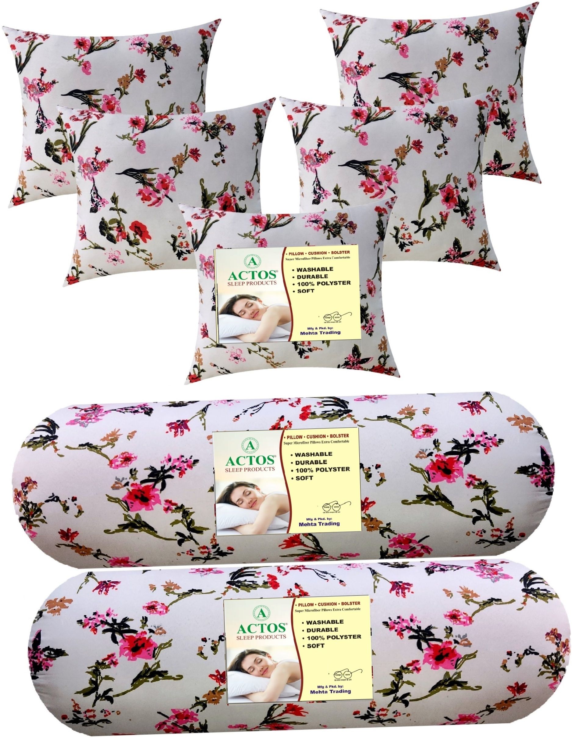actos Microfibre Floral Bolster Pack of 7-picture-23