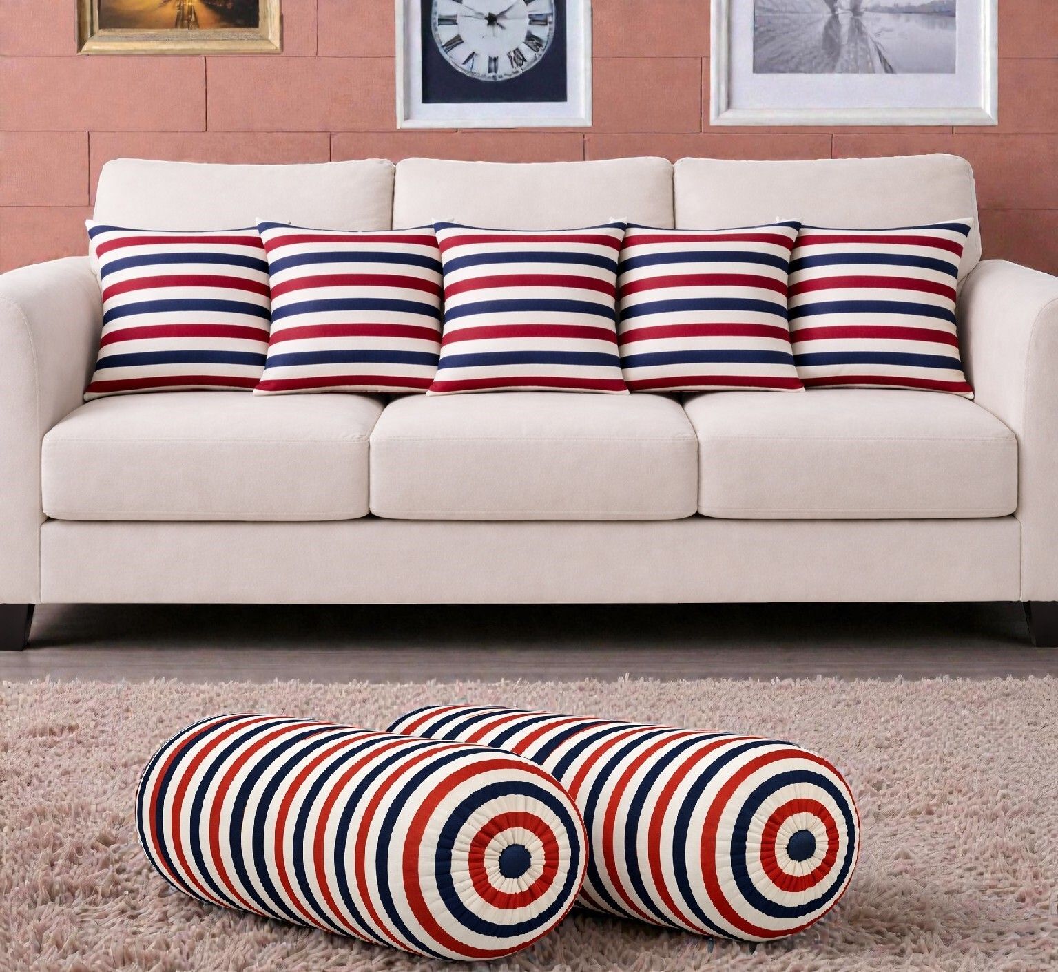 actos Microfibre Bolster Pack of 7 Geometric Combo Set Of 5 Cushion And 2-picture-10