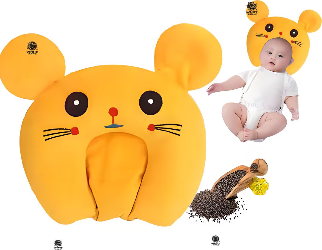 Rai Pillow Velvet, Baby Head Shaping Takiya Soft Pillow Infant Mustard Seeds Toons & Characters Baby Pillow Pack of 1