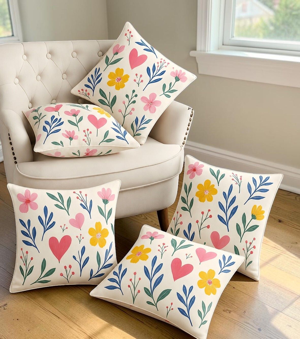 Microfibre Cushion Pack of 5 Floral-image-42