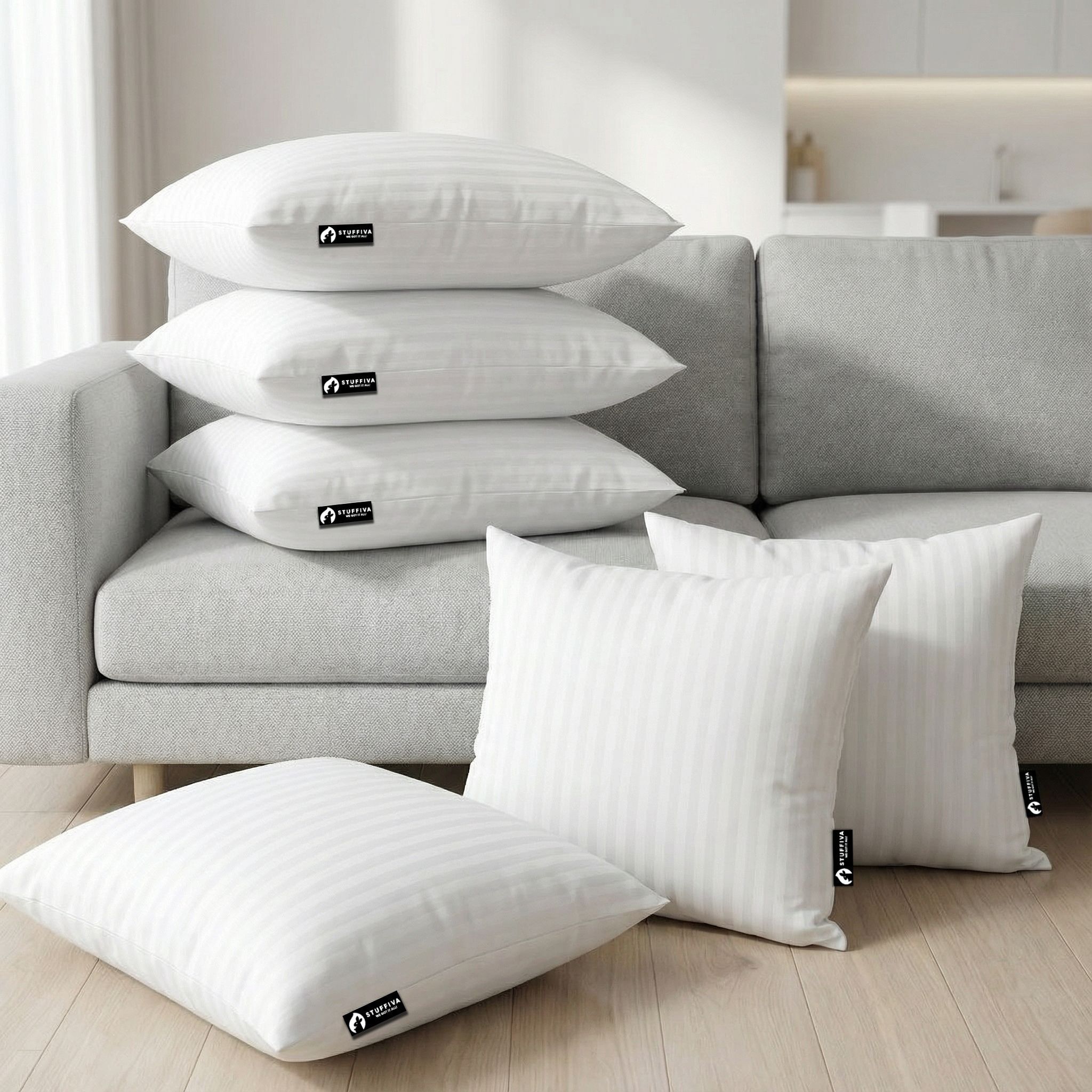 Microfibre Cushion Pack of 6 Stripes Cushion-image-47