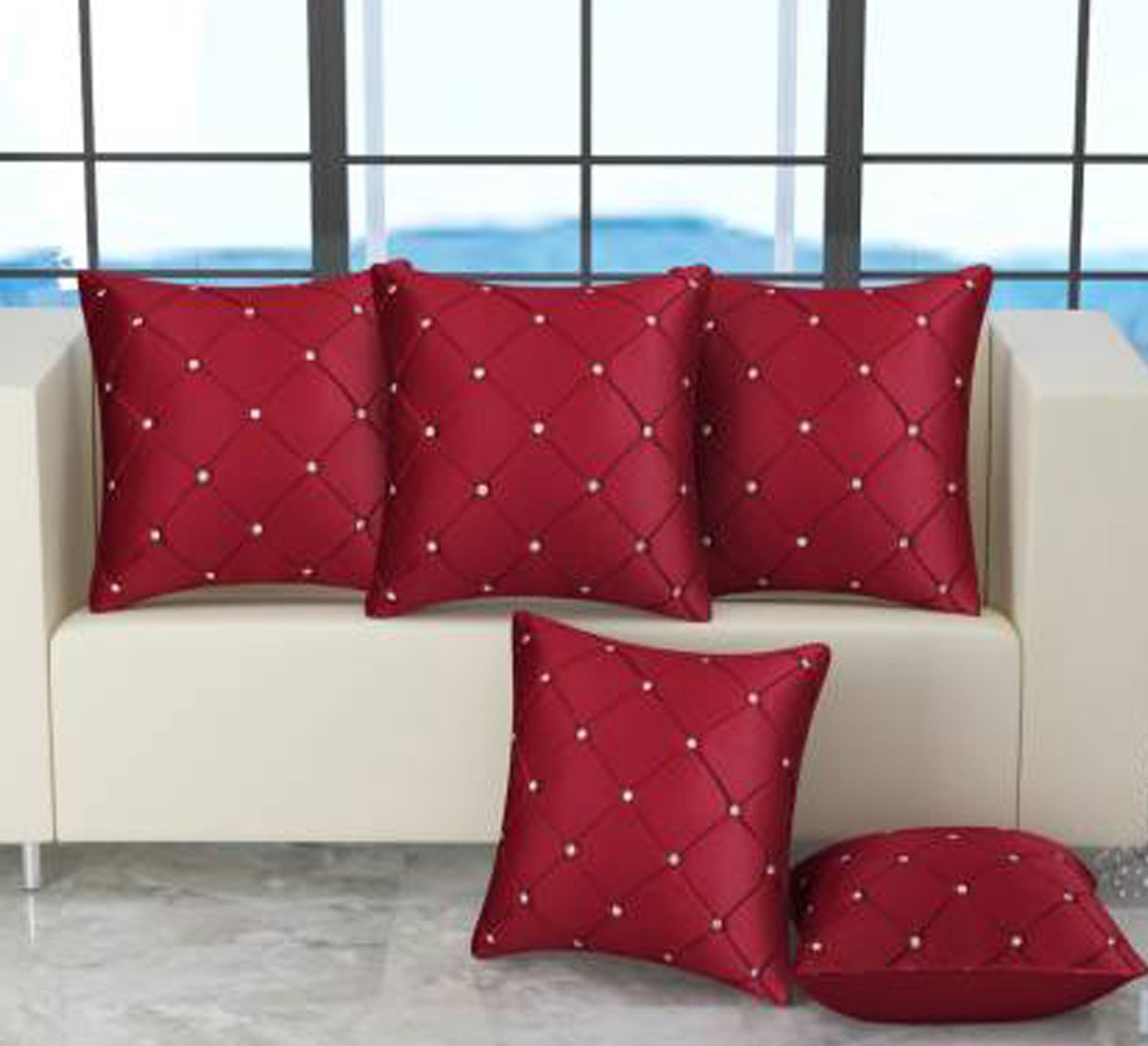 JSH-18001-5-16x16 Polyester Fibre Solid Cushion Pack of 5-image-9