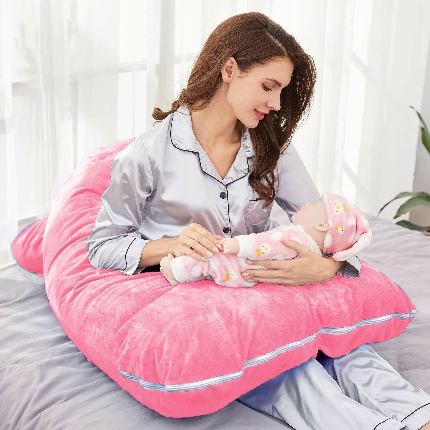 Microfibre, Polyester Fibre Pregnancy Pillow Pack of 1 Solid ultra soft u shape pregnanacy pillow-image-7