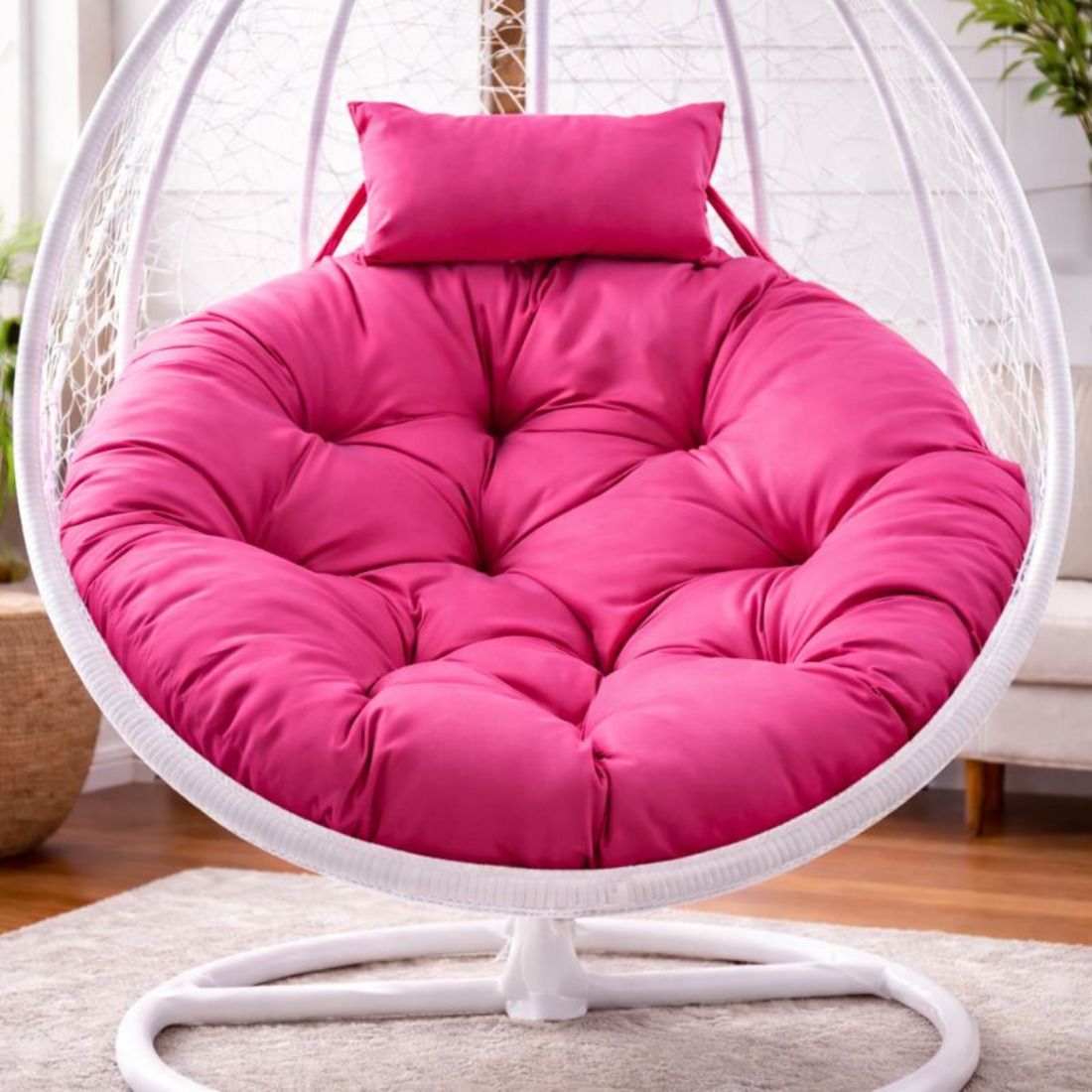 Microfibre Cushion Pack of 1 Solid Round Cushion Soft Padded for Egg Swing, Basket Chair & Jhula-image-4
