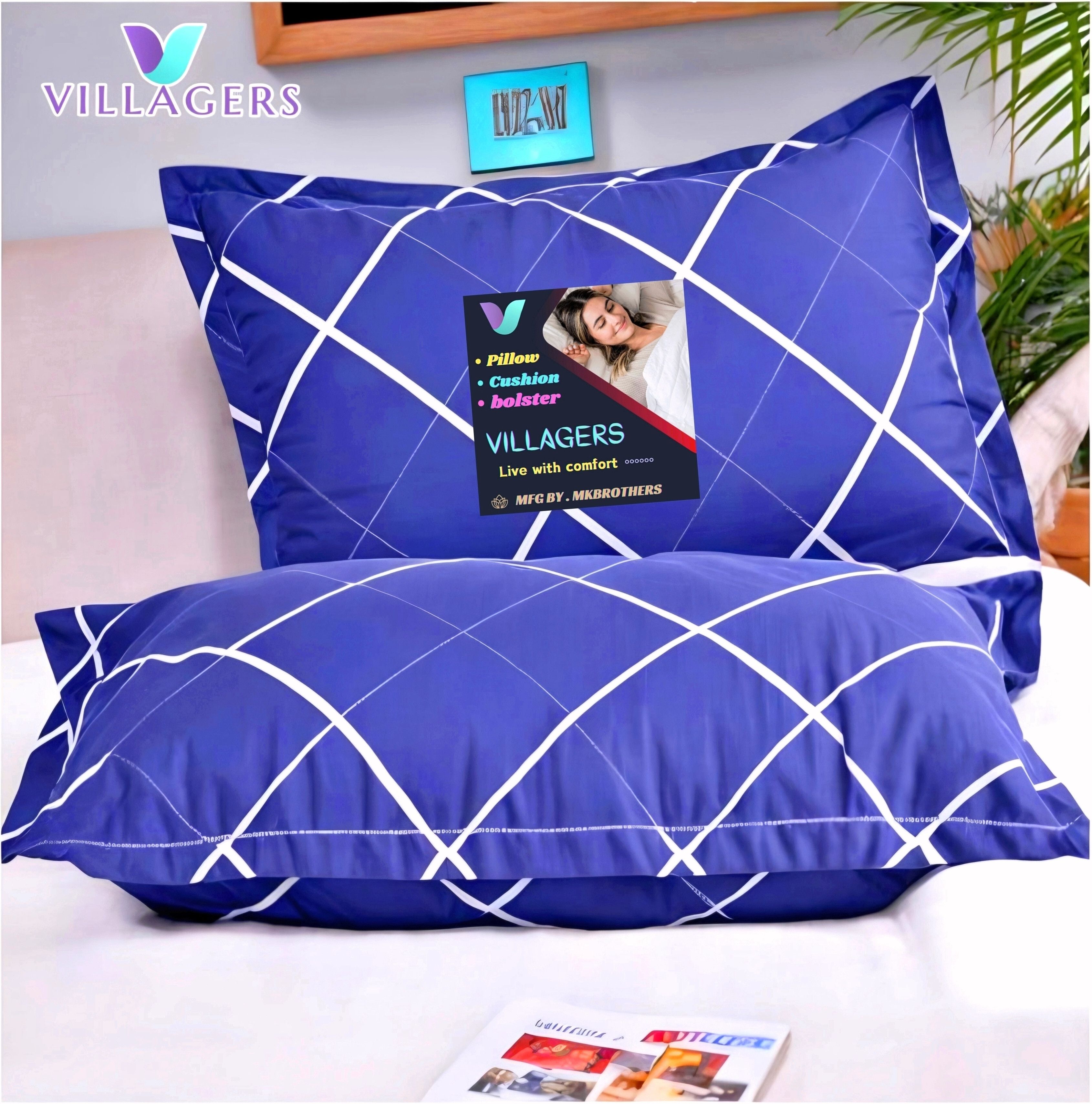 Polyester Fibre Sleeping Pillow Pack of 2 Abstract LUXURY-image-26