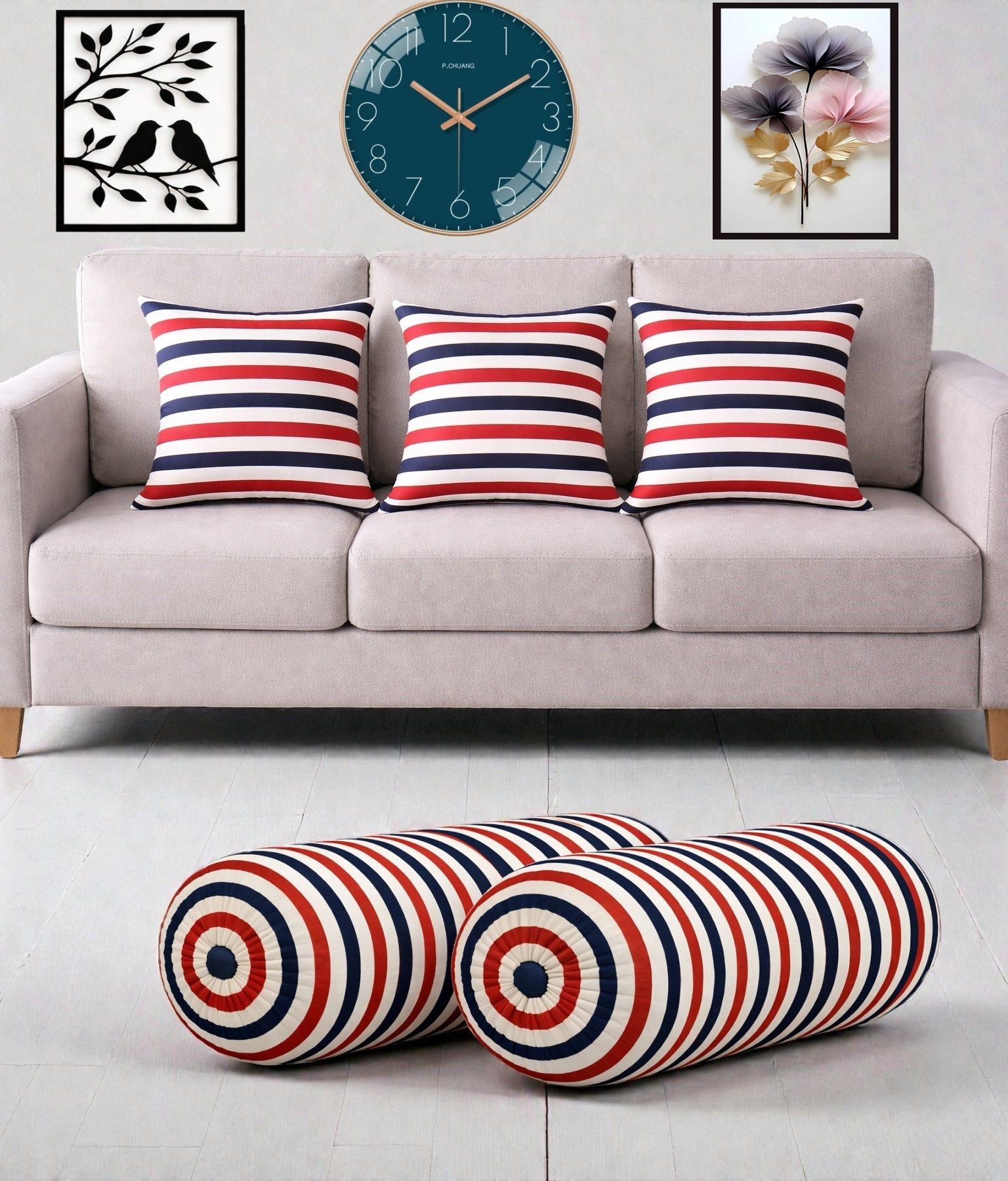 swikon star Microbeads Bolster Pack of 5 Floral Combo Set Of 3 Cushion And 2 Bolster-picture-20