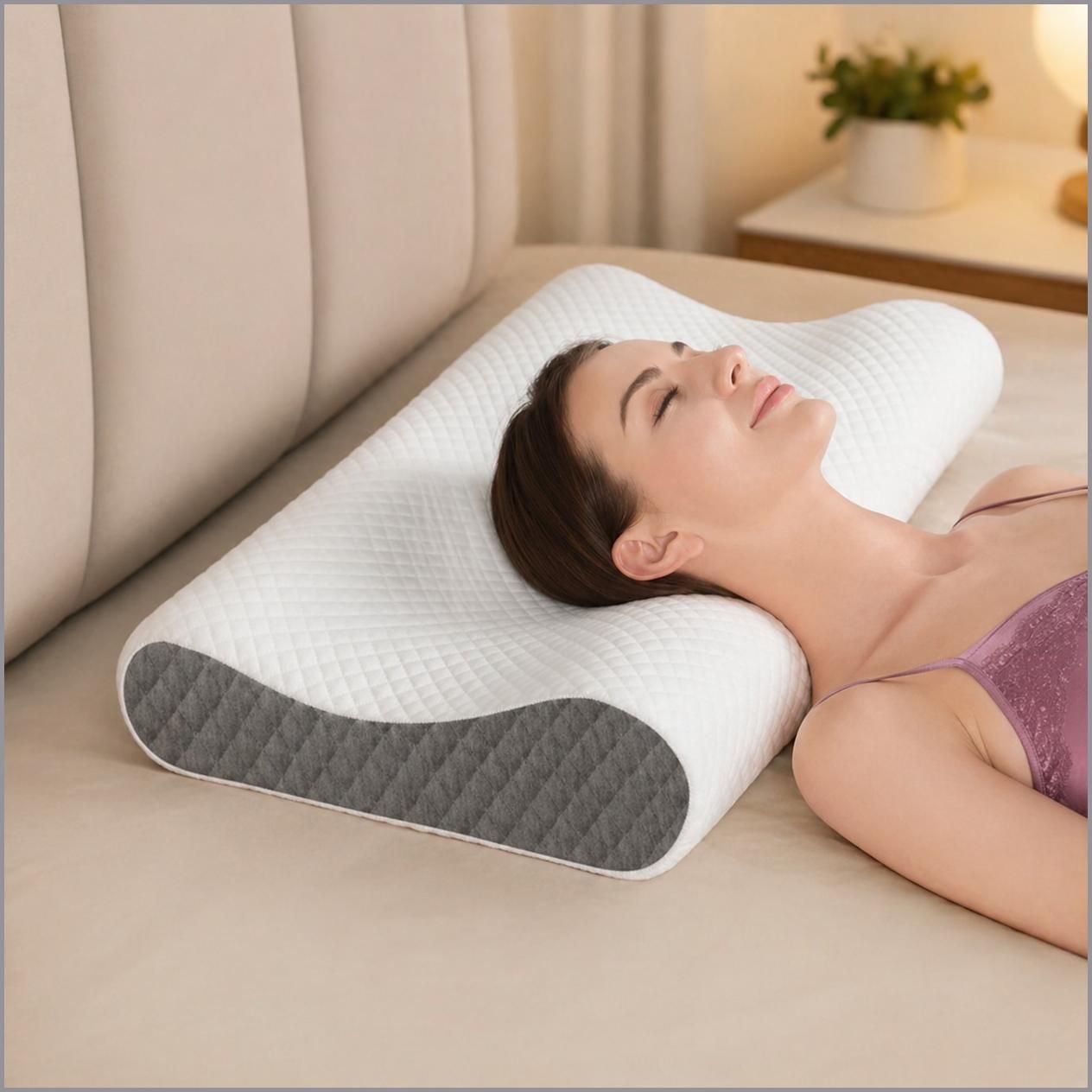 velvure Memory Foam Orthopaedic Pillow Pack of 1 Geometric Cervical Contour Memory Foam Pillow, Stomached, Anti-Snoring, Side Sleepers-picture-17