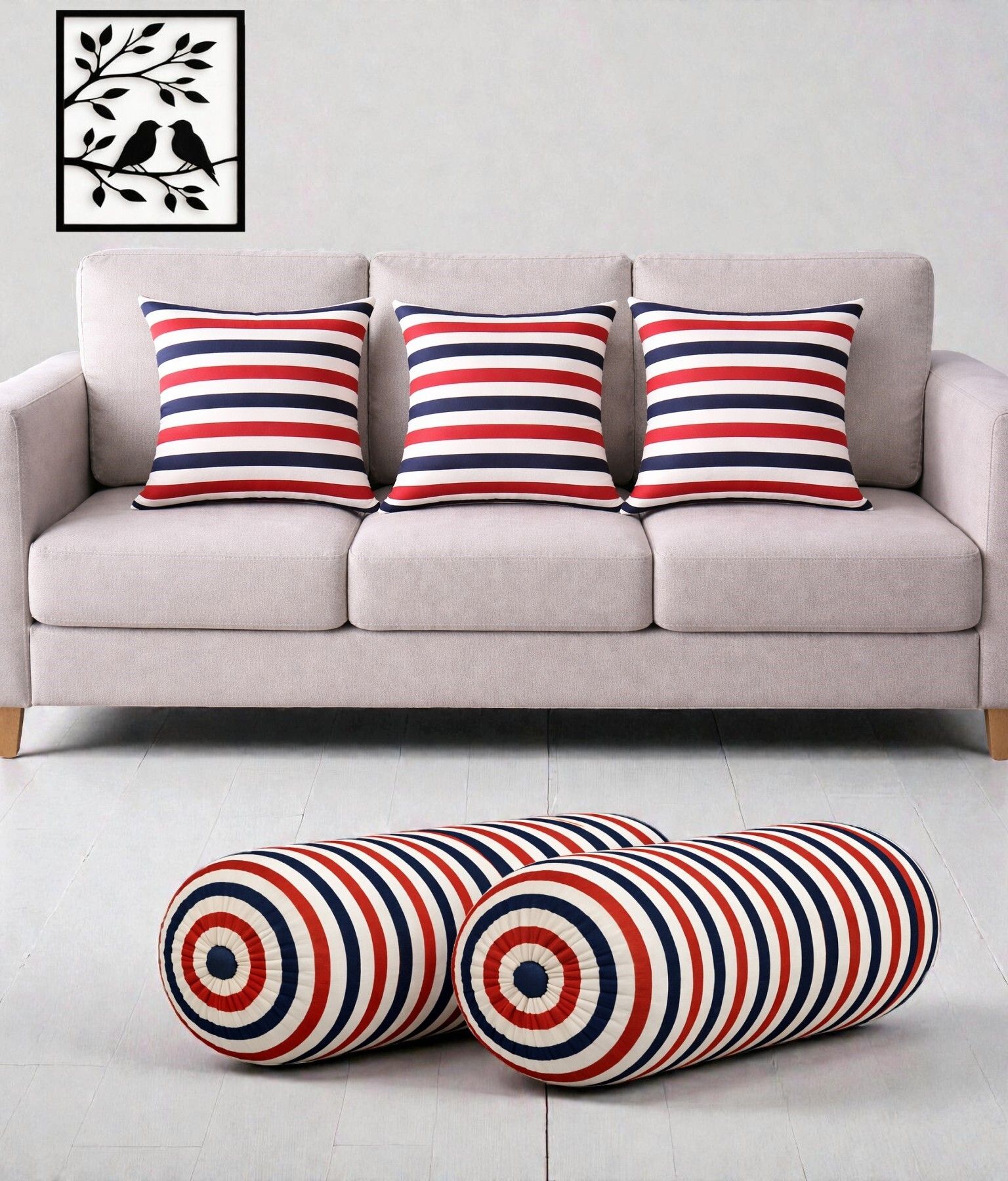 actos Microfibre Bolster Pack of 5 Geometric Combo Set Of 3 Cushion And 2 Bolster-picture-45