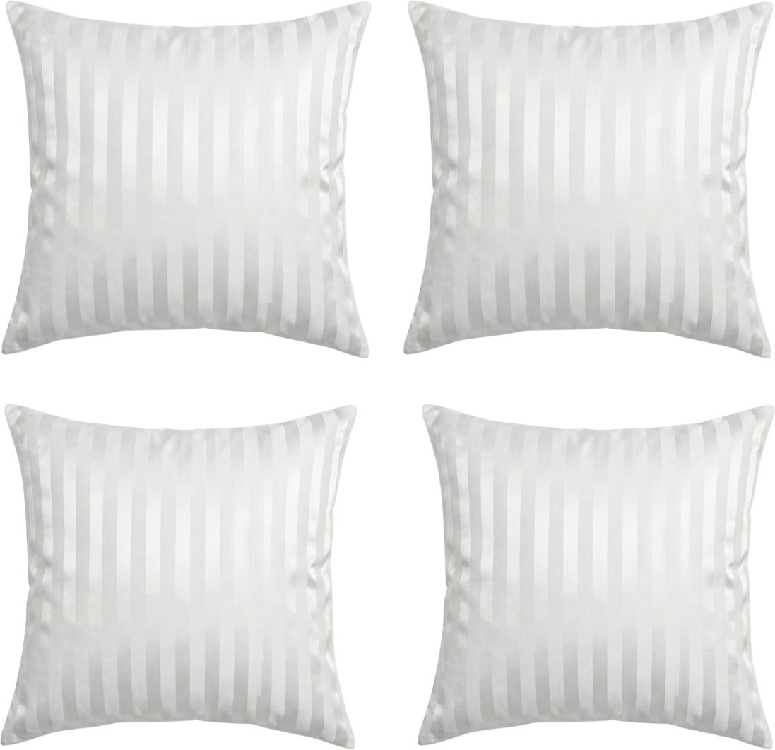 Microfibre Cushion Pack of 4 Solid Satin Strip Fabric Square Cushion Inserts (16*16 inch)(40.6Cm*40.6Cm)-image-7