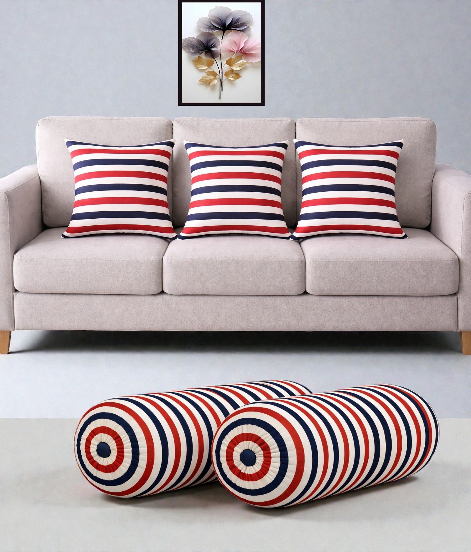 changers Microfibre Bolster Pack of 5 Floral Combo Set Of 3 Cushion And 2 Bolster-picture-41