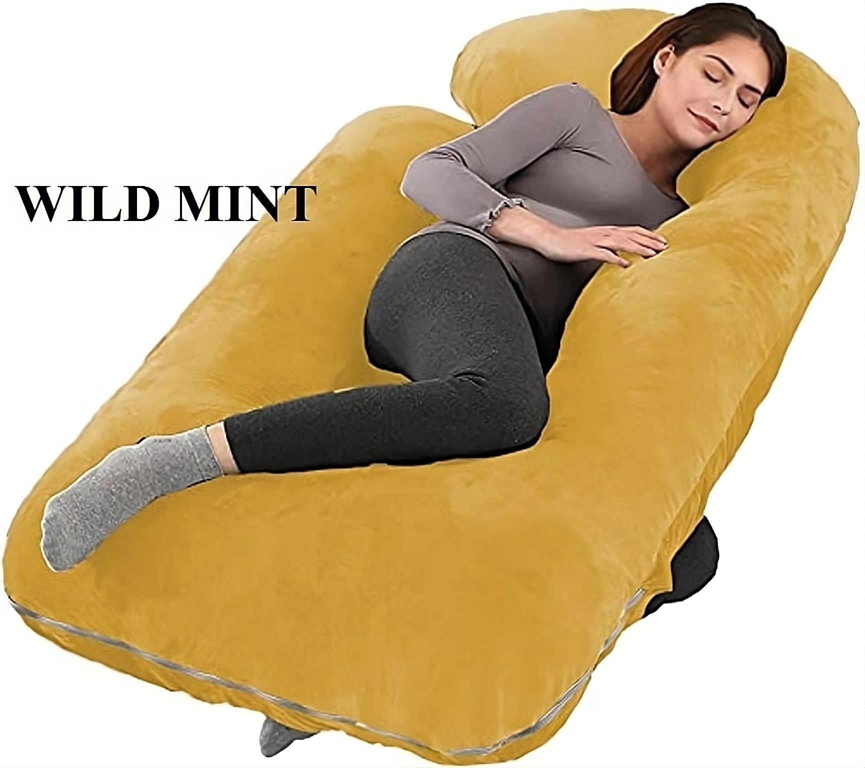 Ultra Soft J Shape Polyester Fibre Solid Pregnancy Pillow Pack of 1-image-38