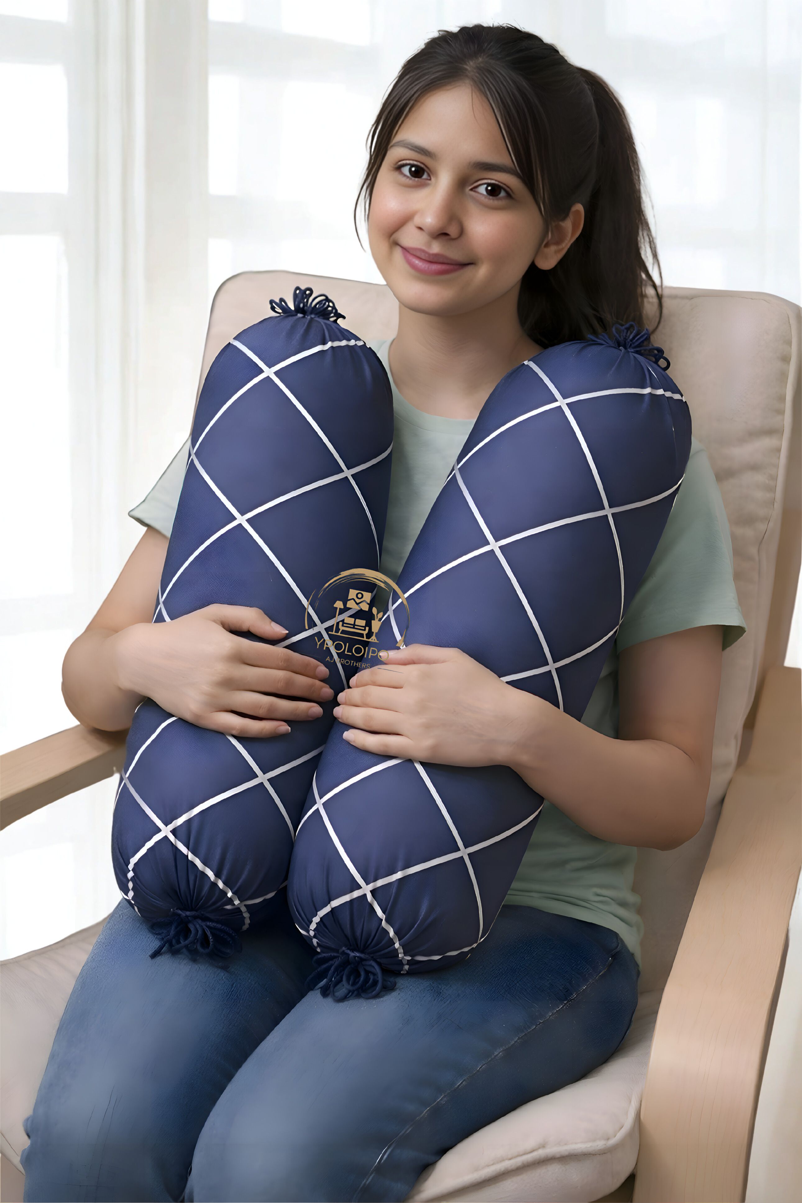 Microfibre Bolster Pack of 2 Geometric Premium-image-2