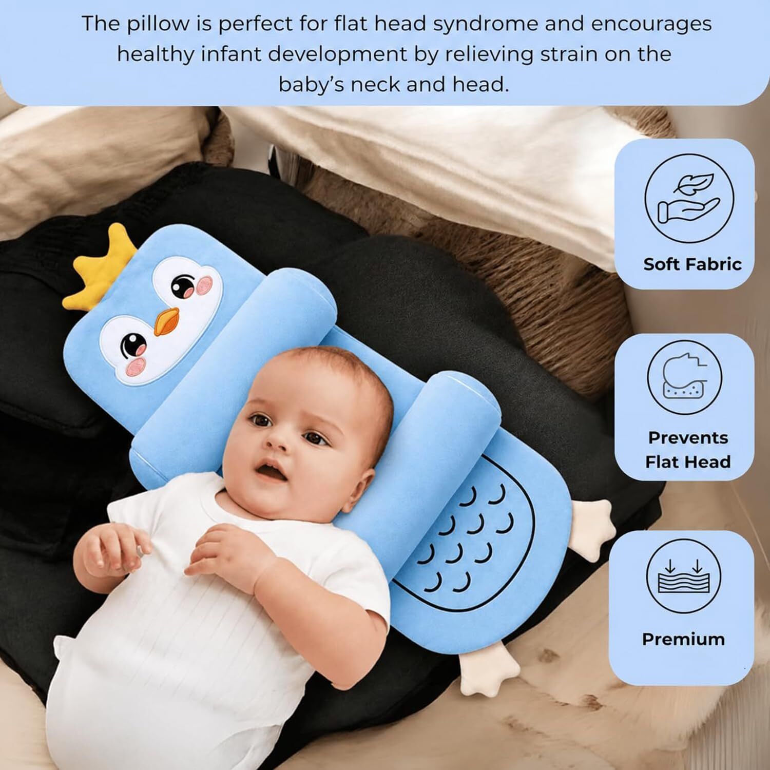 nme collection Cotton Baby Pillow Pack of 1 Printed-picture-33
