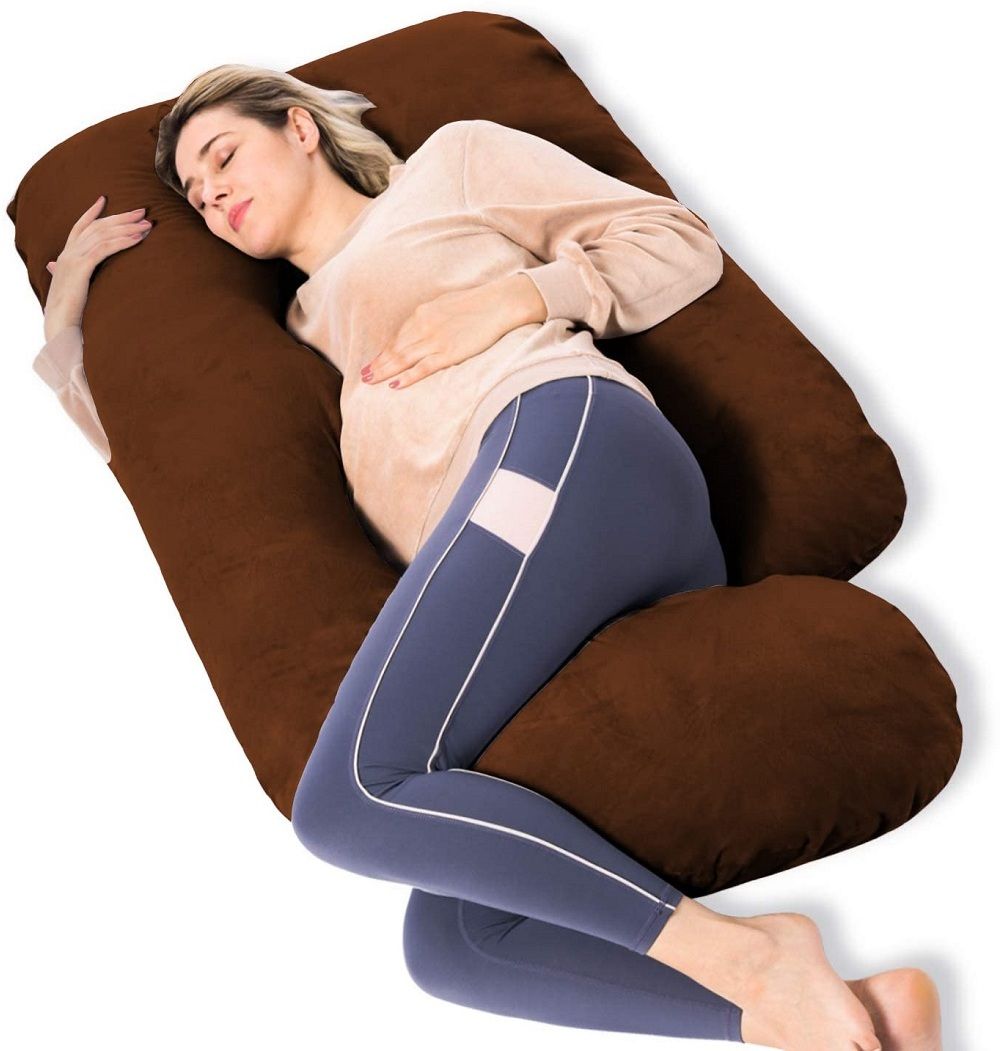 wild mint J SHAPE Microfibre Solid Pregnancy Pillow Pack of 1-picture-20