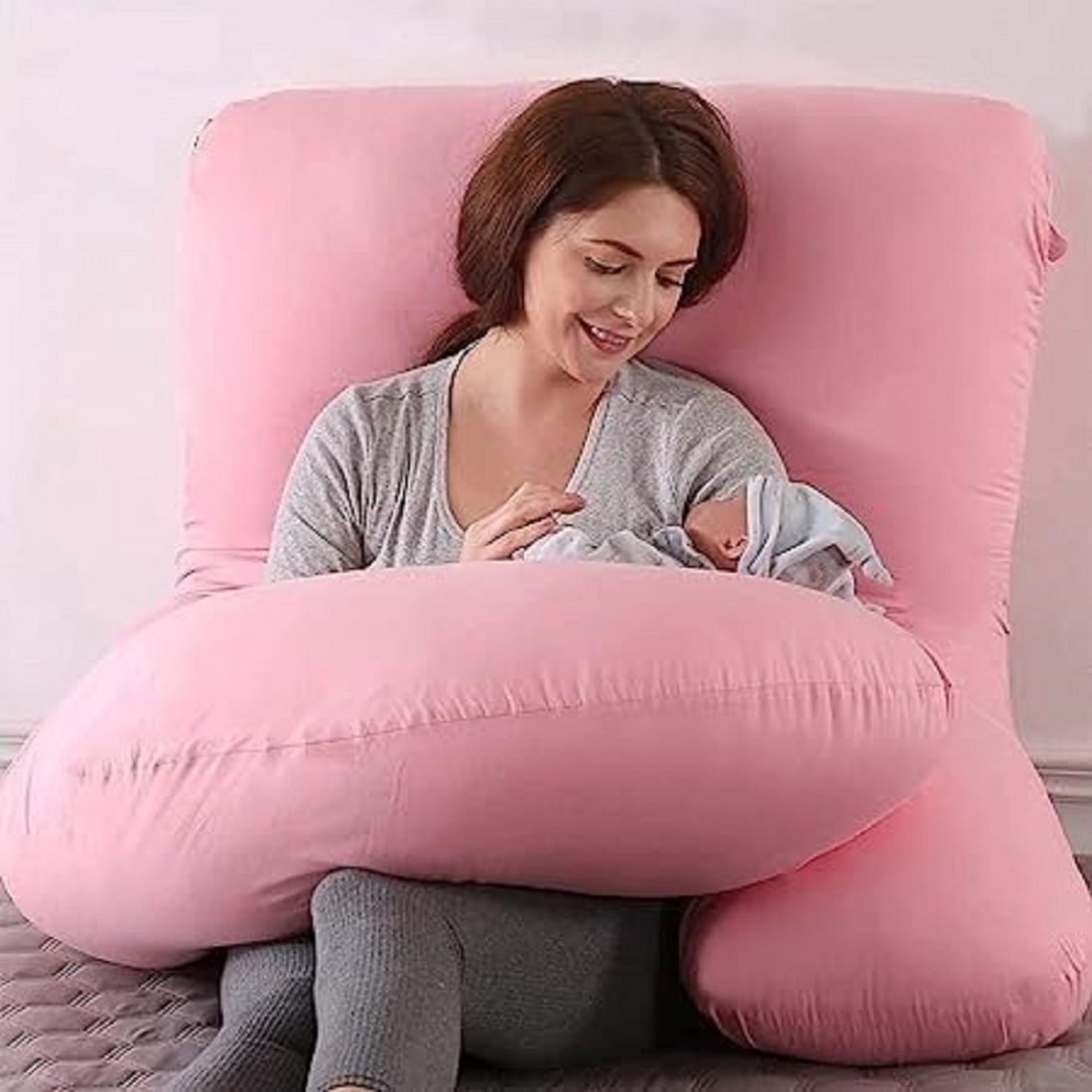 wild mint J SHAPE Microfibre Solid Pregnancy Pillow Pack of 1-picture-26