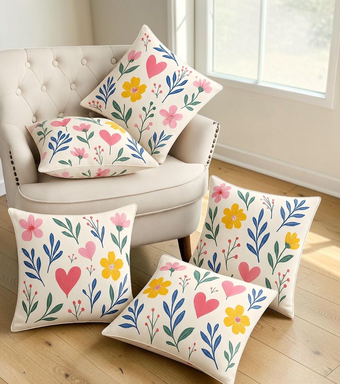 Microfibre Cushion Pack of 5 Floral-image-48