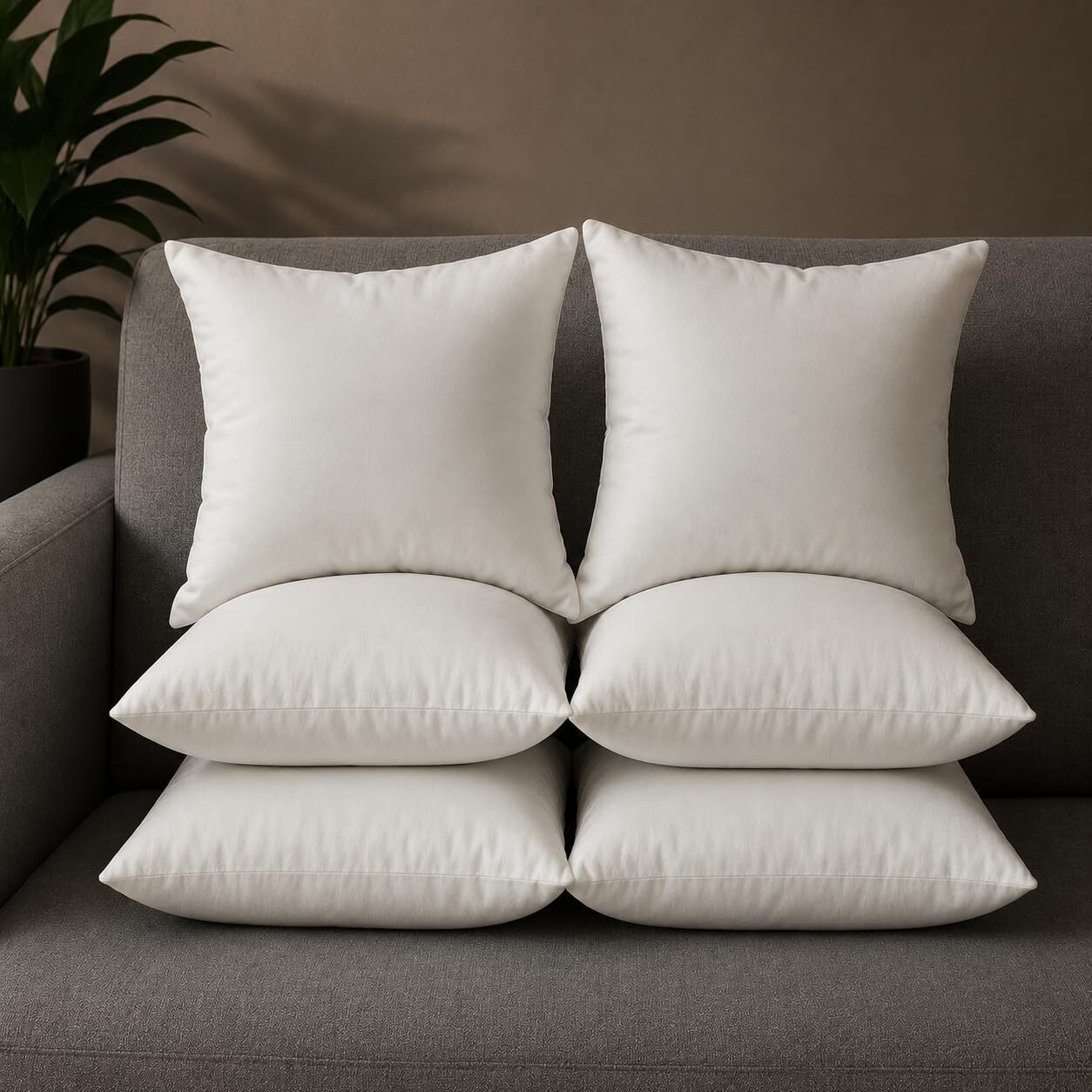 Hollow Fibre Cushion Pack of 6 Solid Filled Cushions for Sofa 16 16 Cushion-image-13