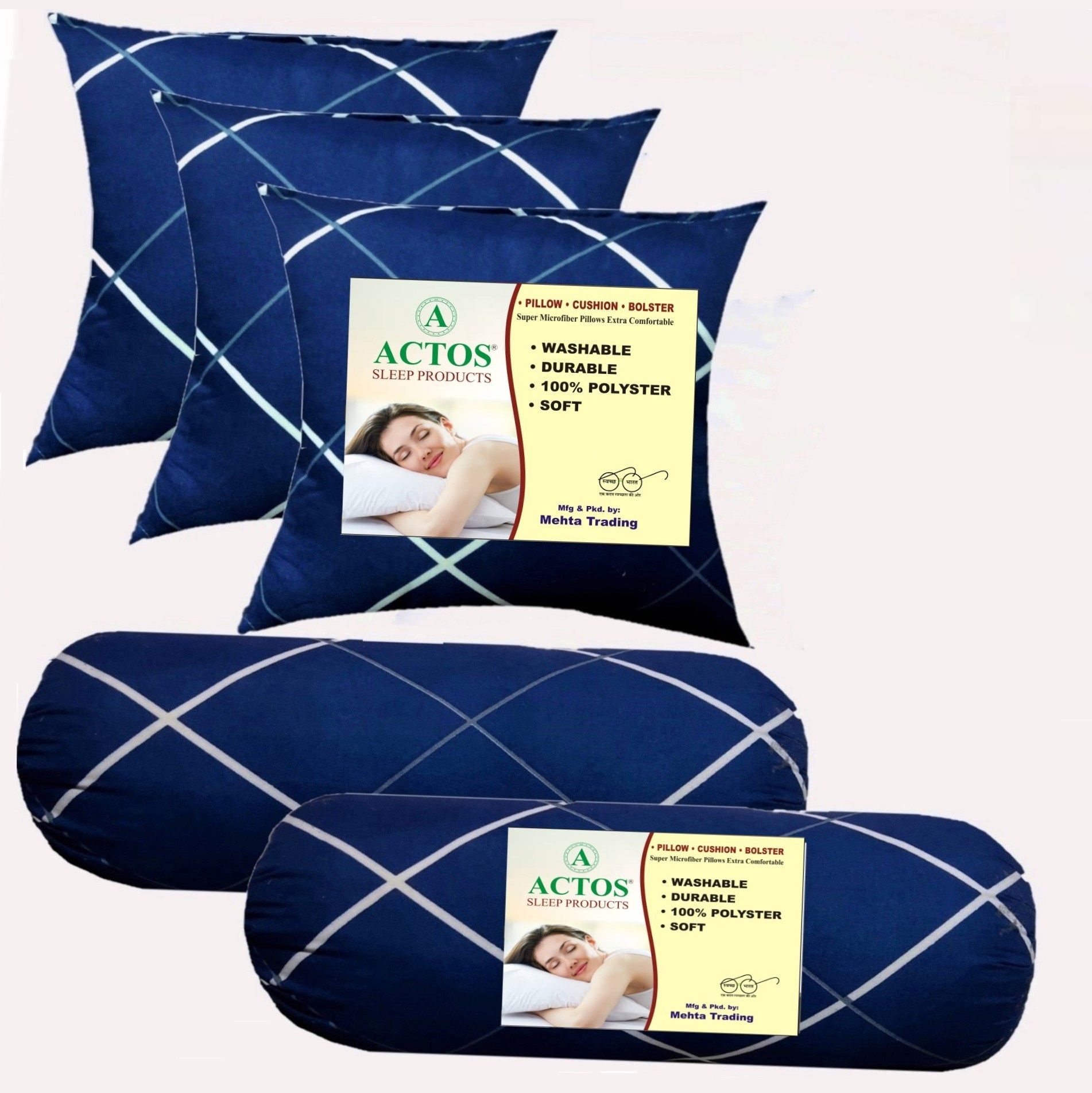 3 Cushion And 2 Microfibre Floral Cushion Pack of 5-image-49