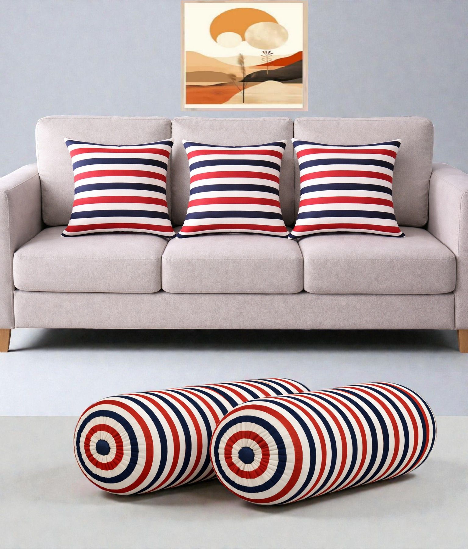 changers Microfibre Bolster Pack of 5 Geometric Combo Set Of 3 Cushion And 2 Bolster-picture-49