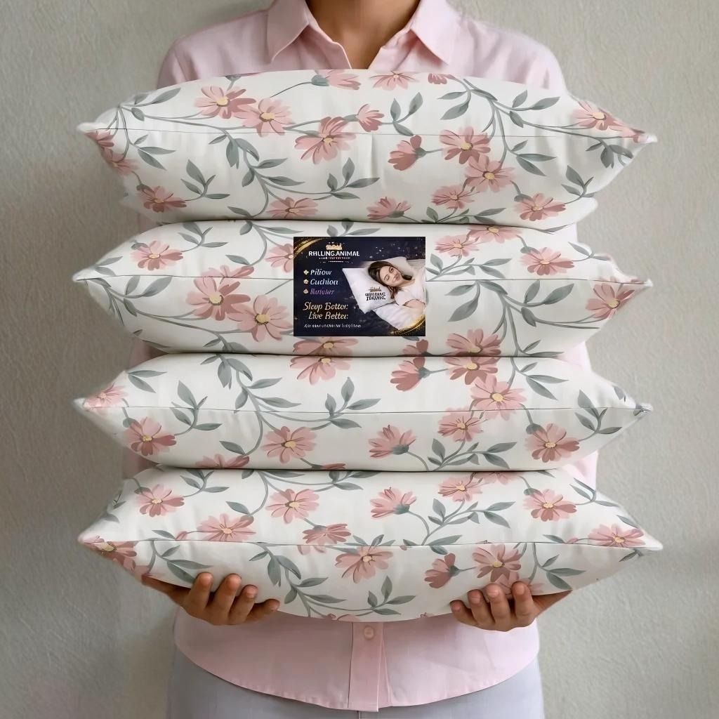 rolling animal Cotton Sleeping Pillow Pack of 4 Floral Premium Pillow Set-picture-22