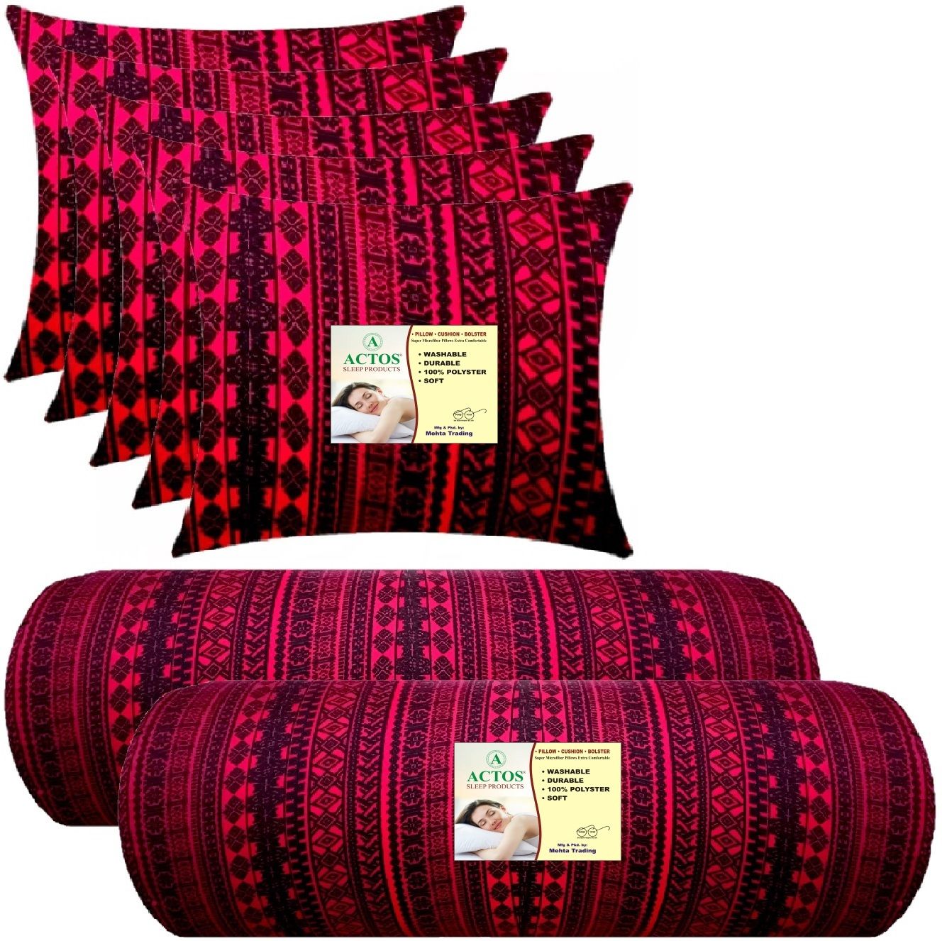 actos 5 Cushion And 2 Microfibre Geometric Bolster Pack of 7-picture-28