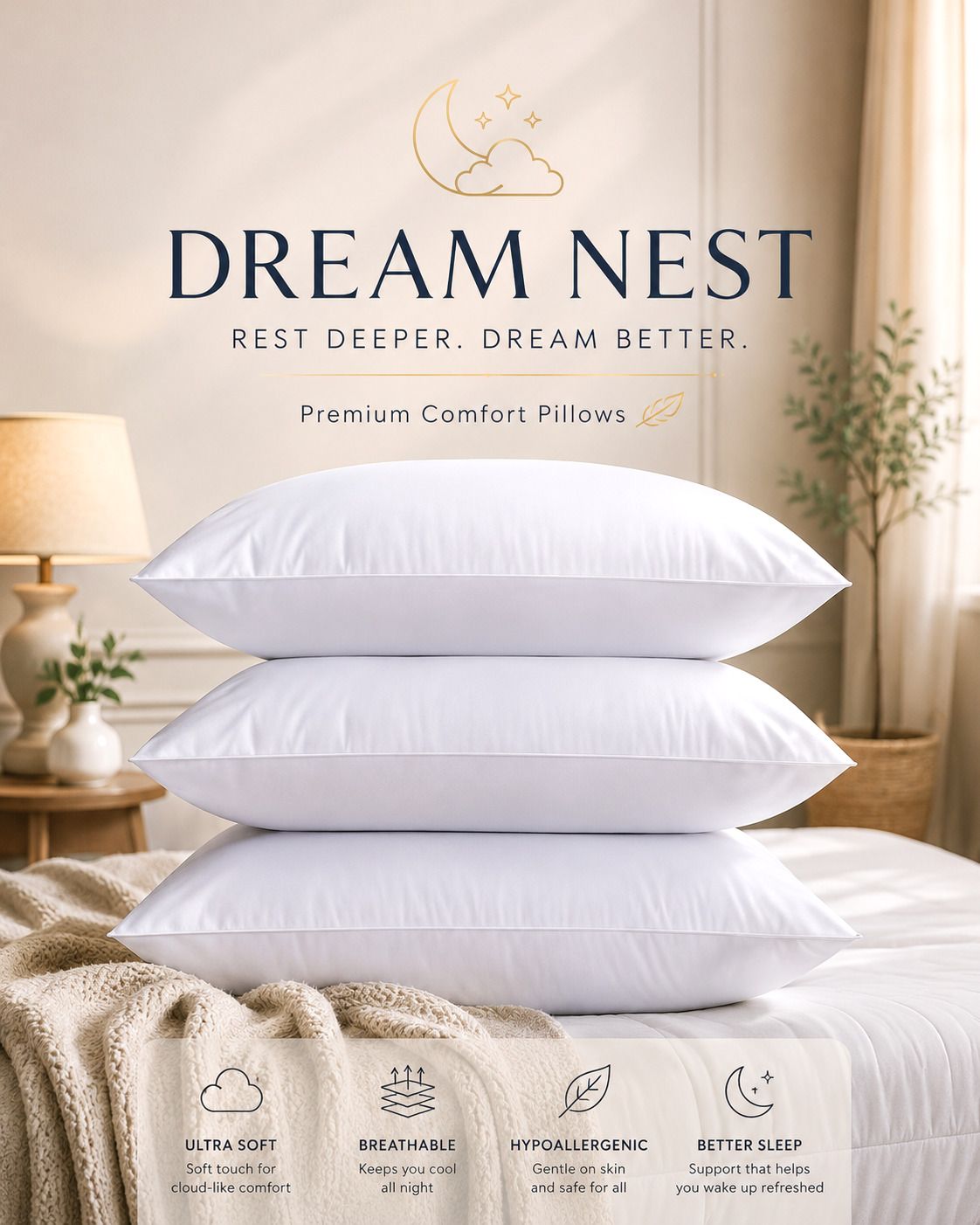 dreamnest Microfibre Sleeping Pillow Pack of 3 Abstract Luxury-picture-26