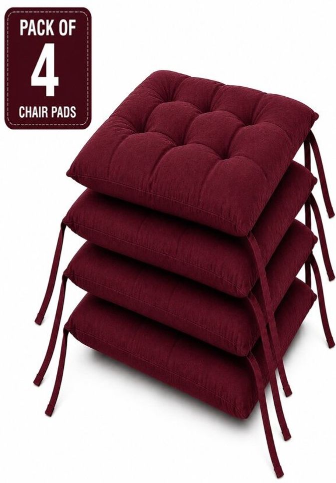 sanju brother Microfibre Chair Pad Pack of 4 Solid-picture-32