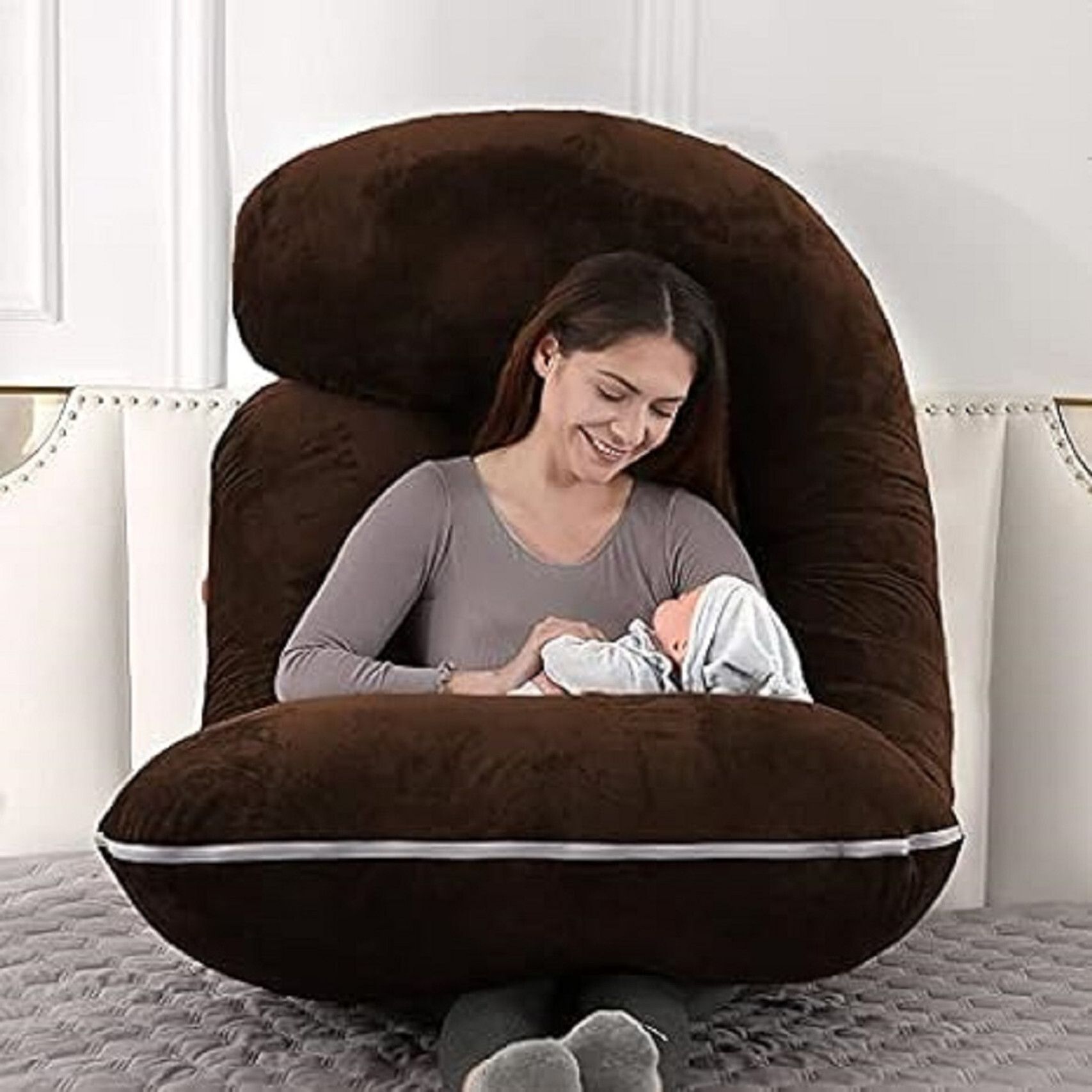 Microfibre Pregnancy Pillow Pack of 1 Solid j shape-image-27