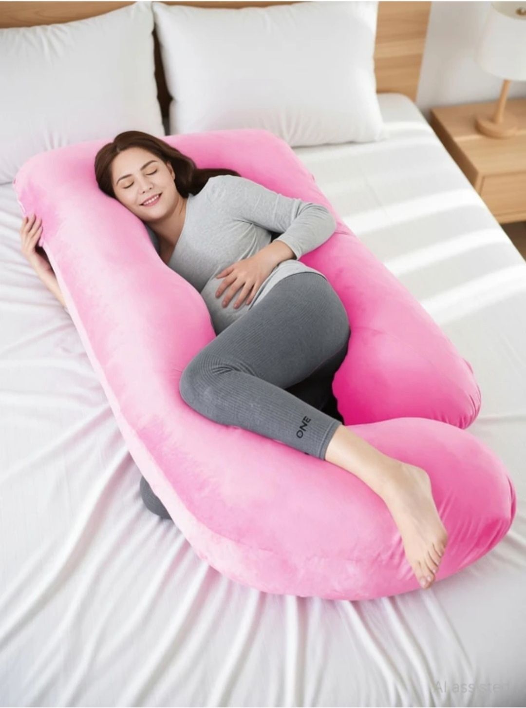 tipsy Polyester Fibre Pregnancy Pillow Pack of 1 Solid pregnancy pillow-picture-32