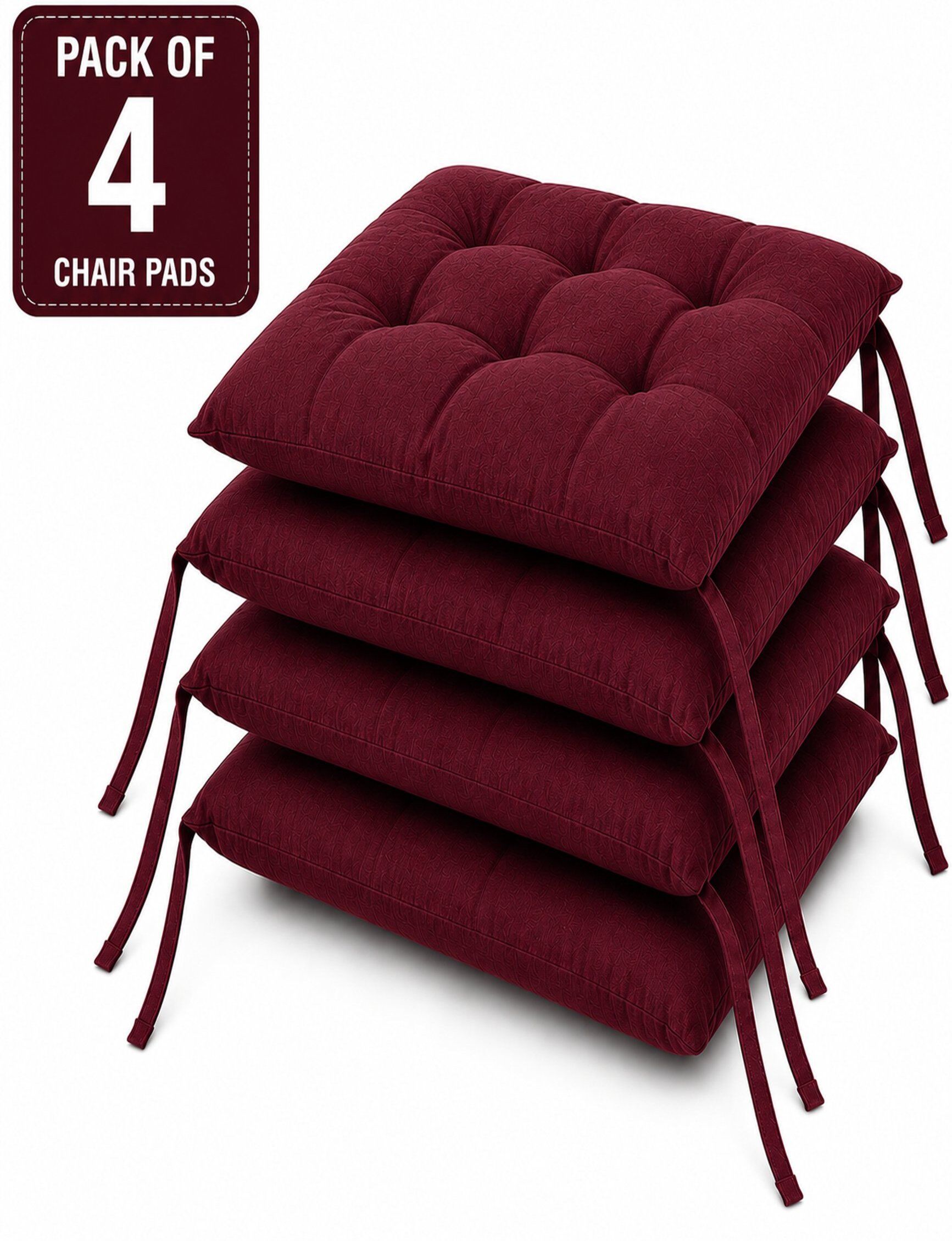 sanju brother Microfibre Chair Pad Pack of 4 Solid-picture-27