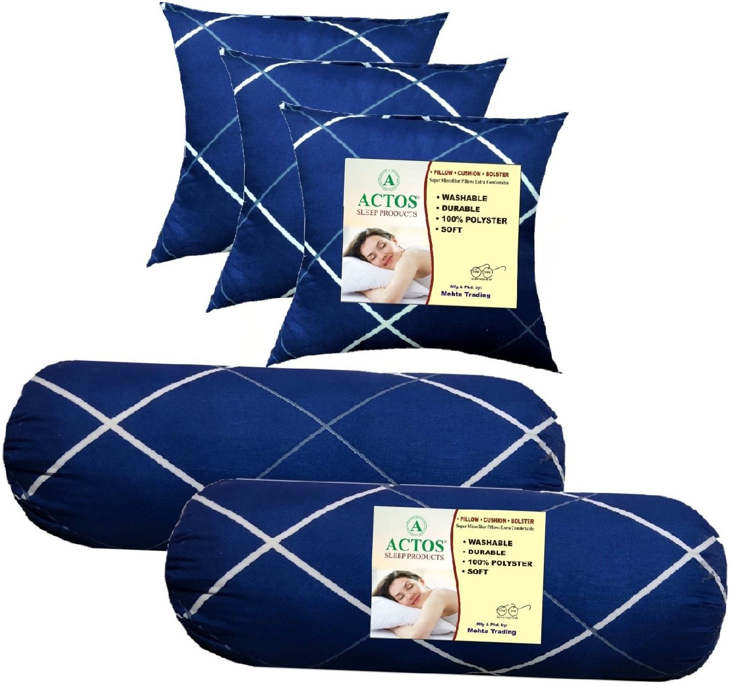 Microfibre Geometric Bolster Pack of 5-image-28