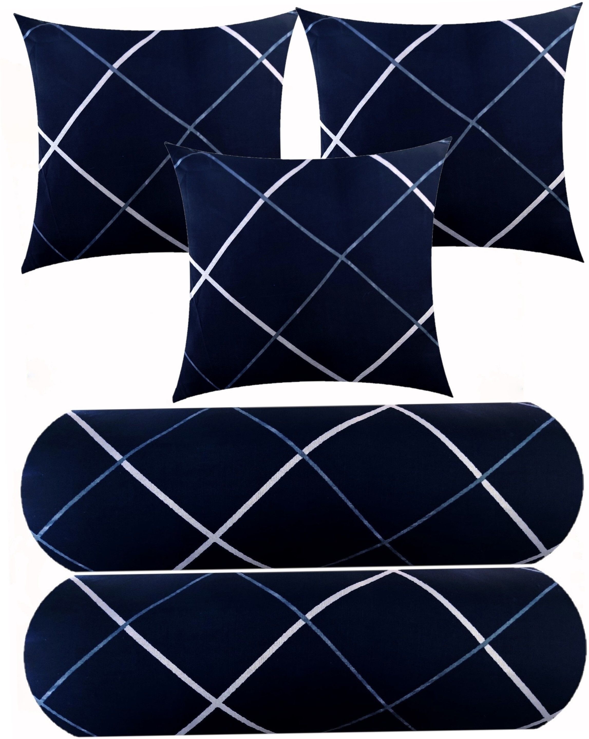 urmila creation 3 CUSHION 2 BOLSTER Microfibre Geometric Bolster Pack of 5-picture-29
