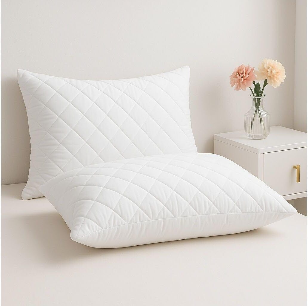 linenovation Microfibre Sleeping Pillow Pack of 2 Geometric quilted pillow-picture-0