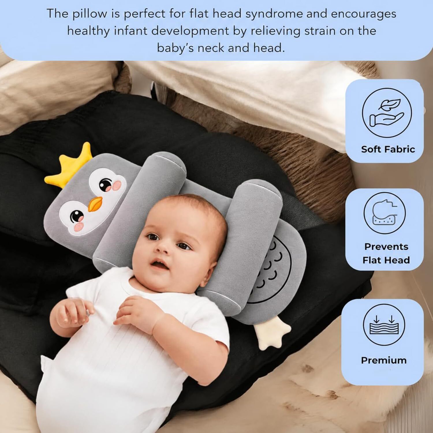 nme collection Cotton Baby Pillow Pack of 1 Printed-picture-34