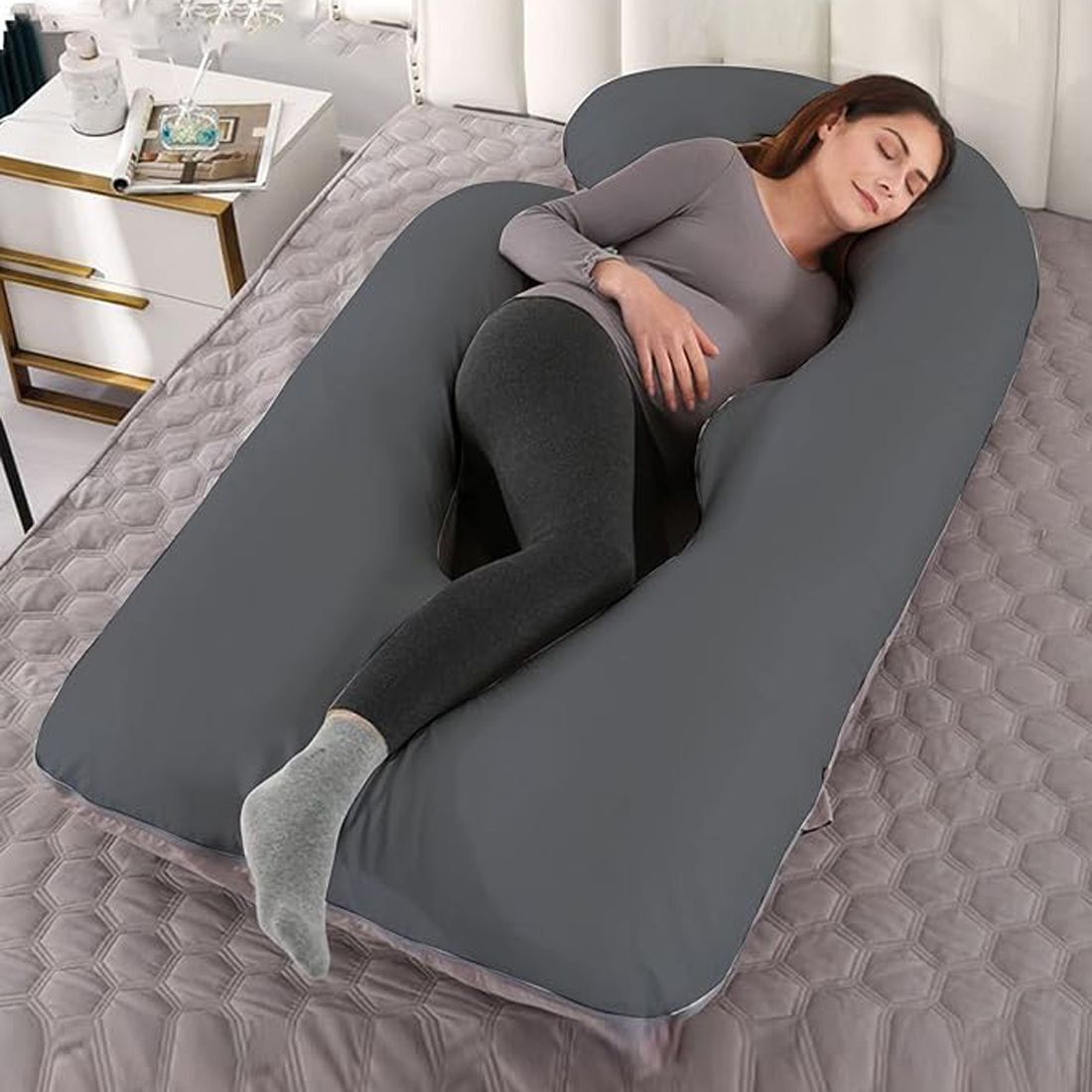 siroki bond Microfibre Pregnancy Pillow Pack of 1 Solid-picture-15