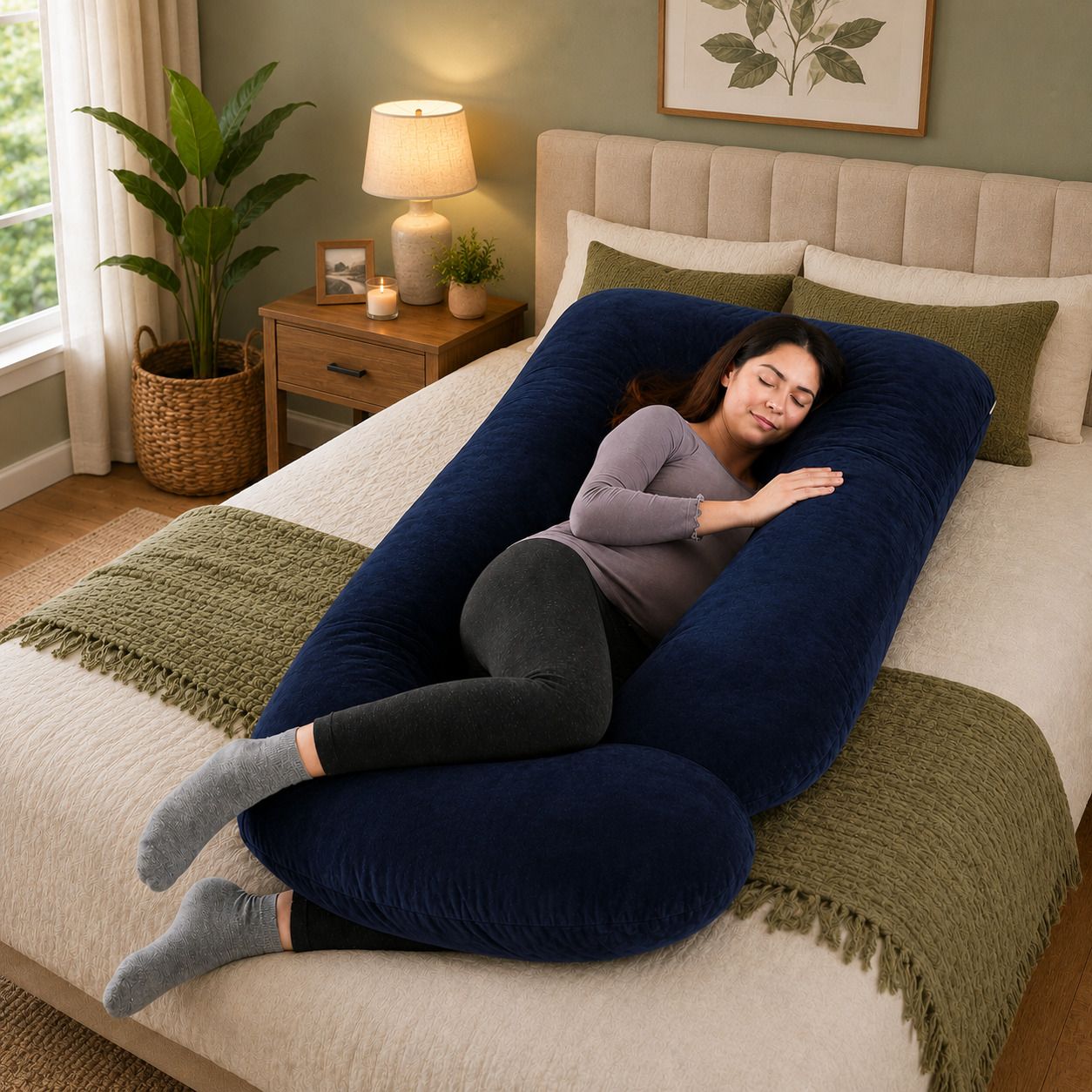 Microfibre Pregnancy Pillow Pack of 1 Solid j shape-image-48