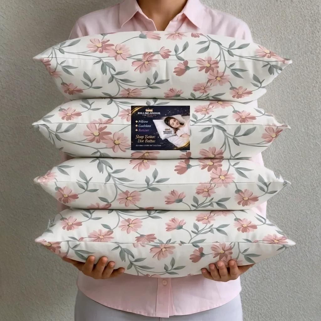 rolling animal Cotton Sleeping Pillow Pack of 4 Floral Premium Pillow Set-picture-23