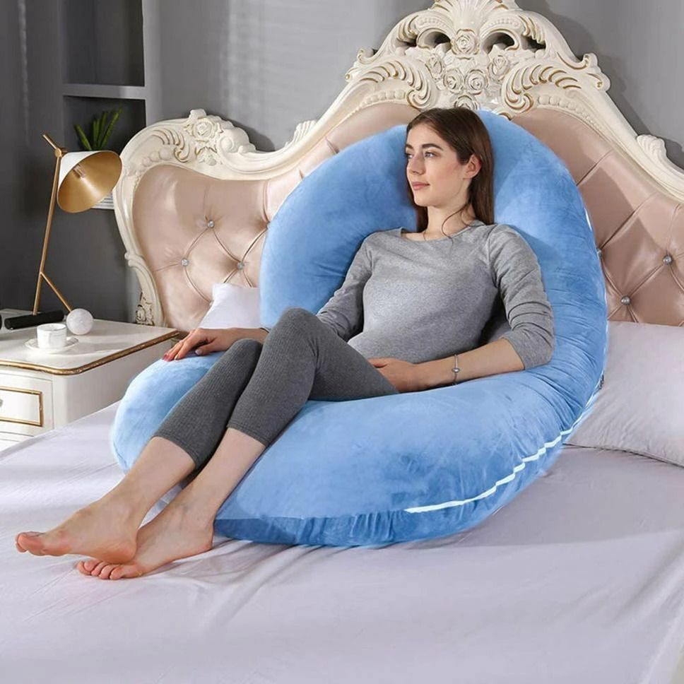 Polyester Fibre Pregnancy Pillow Pack of 1 Solid-image-3
