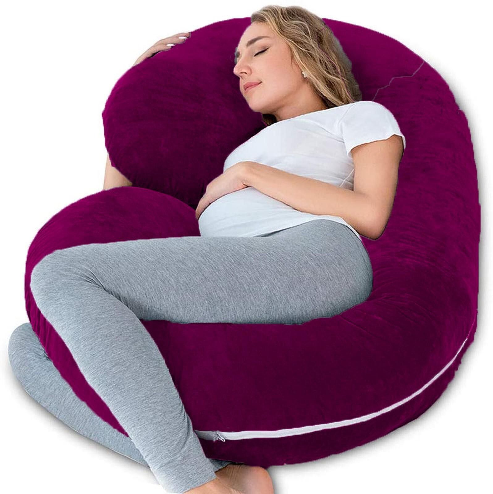 Luxury Velvet C Shape Microfibre Solid Pregnancy Pillow Pack of 1-image-15