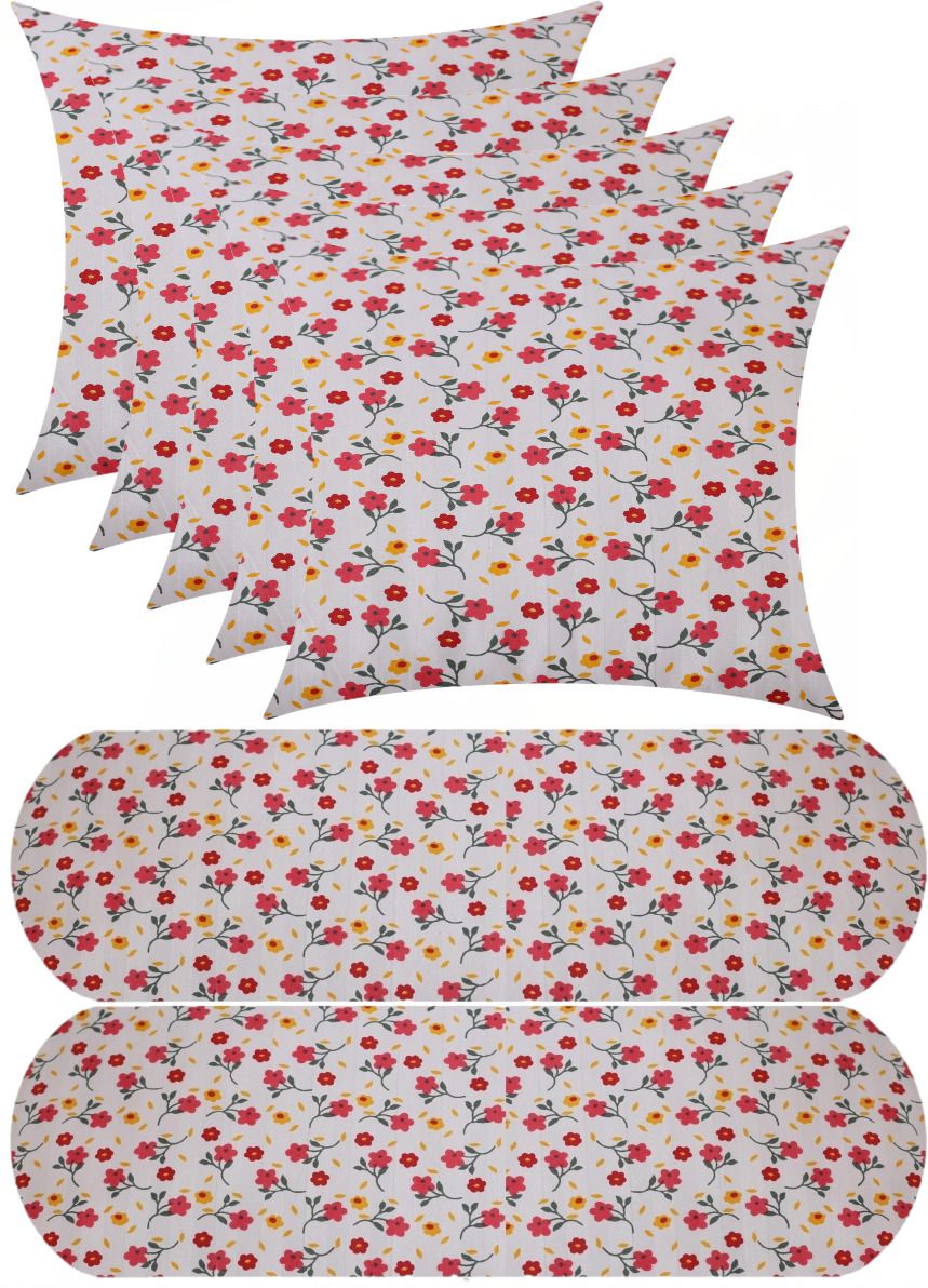 Microfibre Bolster Pack of 7 Floral 5 Cushion And 2 Bolster-image-6