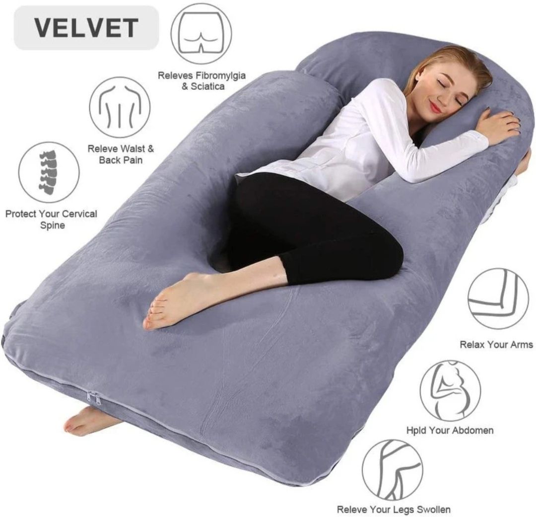 restmom Cotton, Polyester Fibre Pregnancy Pillow Pack of 1 Solid comfort luxury pregnancy pillow-picture-11