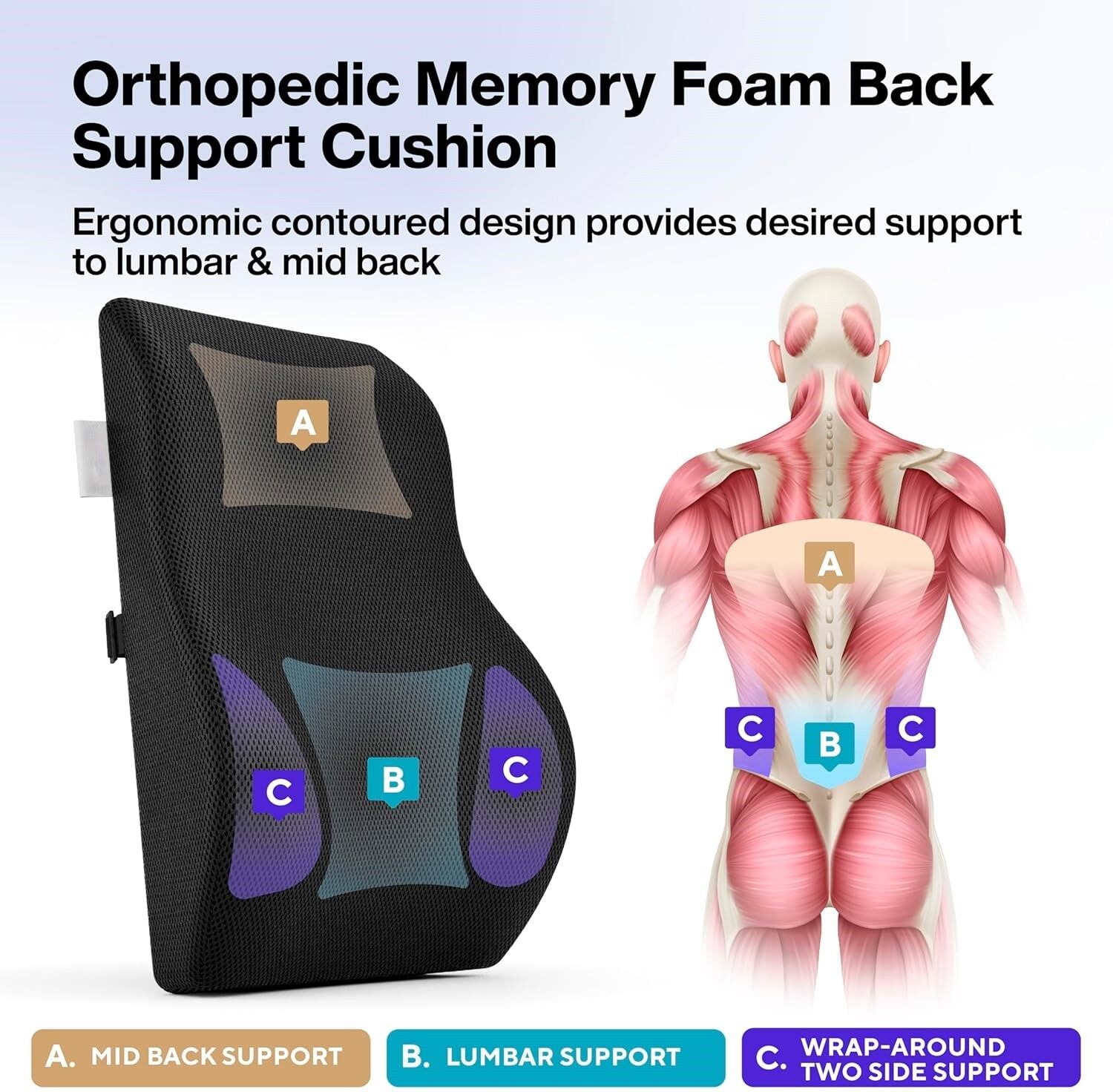Back Support for Office Chair pillow pcs 1 Back and Spine Protector-image-1