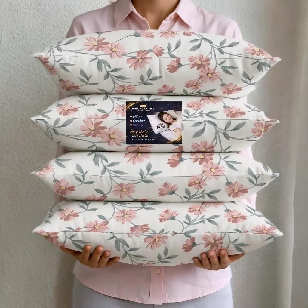rolling animal Cotton Sleeping Pillow Pack of 4 Floral Premium Pillow Set-picture-10