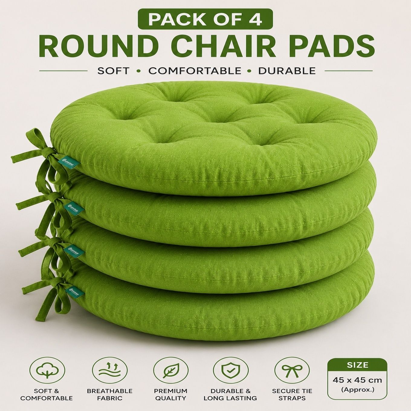 bhebha Microfibre Chair Pad Pack of 4 Solid-picture-20