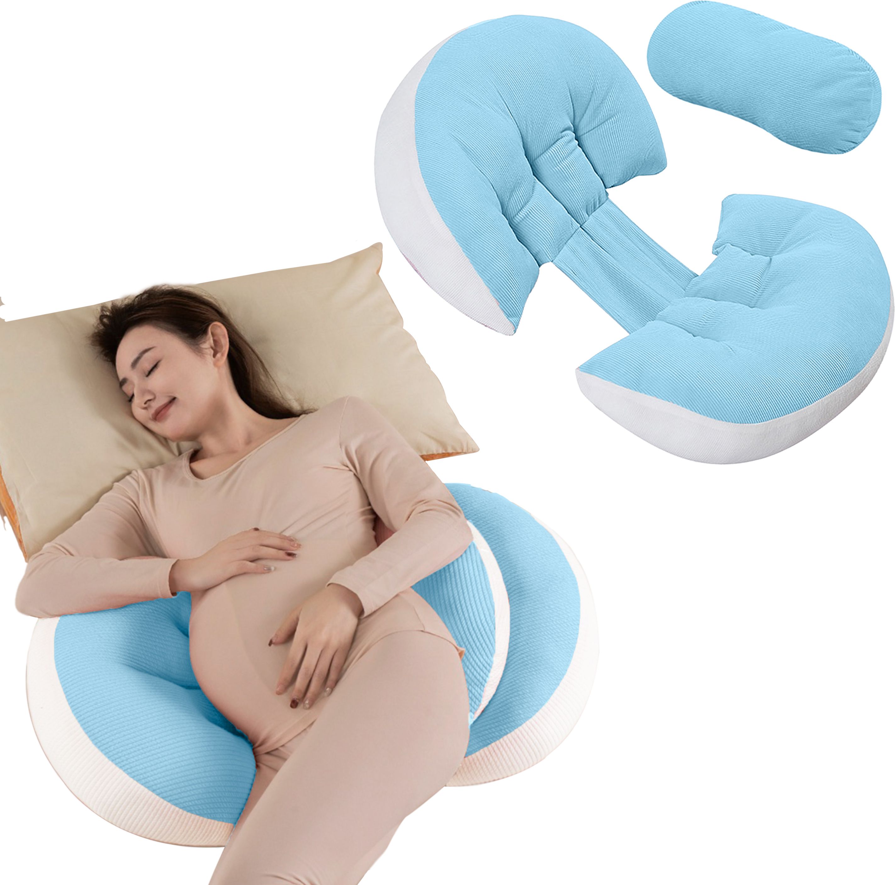 Adjustable U Shaped Pregnancy Pillow for Belly, Back And Side Support Sleeping Cotton Solid Pregnancy Pillow Pack of 1-image-35